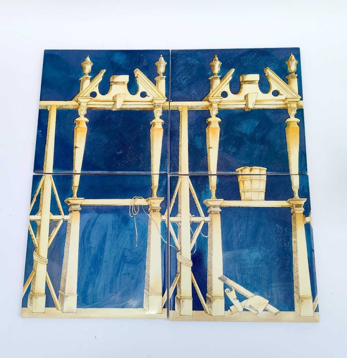 Set Of 4 Tiles Giò Ponti Ceramica Bardelli The House Of The Ephebes 20x20 Cm Tiles