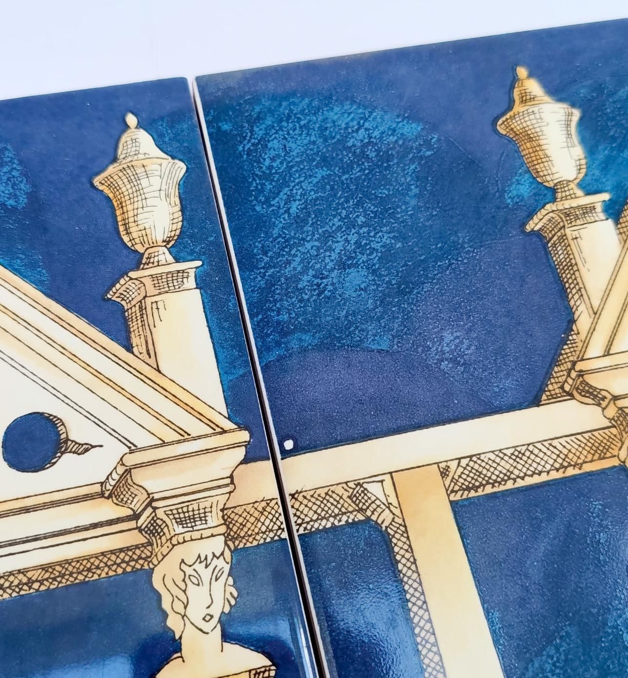 Set Of 4 Tiles Giò Ponti Ceramica Bardelli The House Of The Ephebes 20x20 Cm Tiles photo for sale