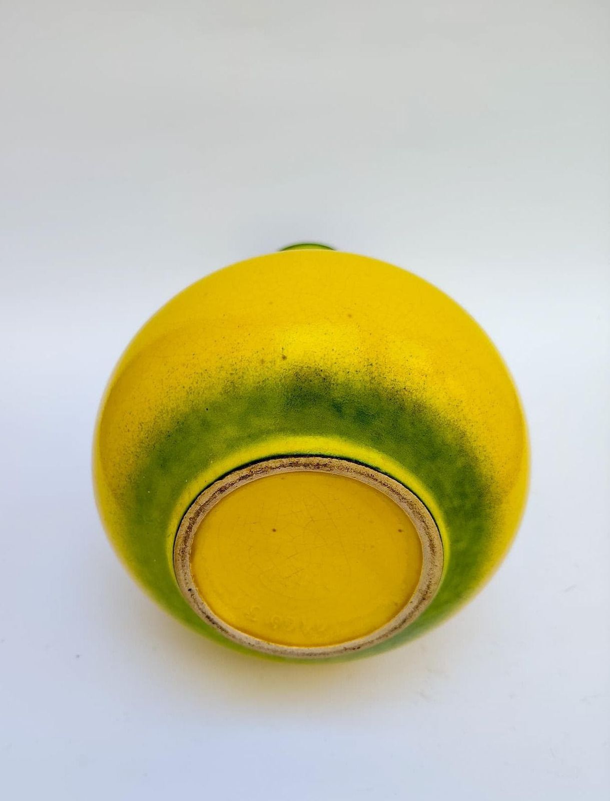 Jasba Yellow And Green West German Ceramic Vase, Vintage Space Age Design, 1970s photo vintage