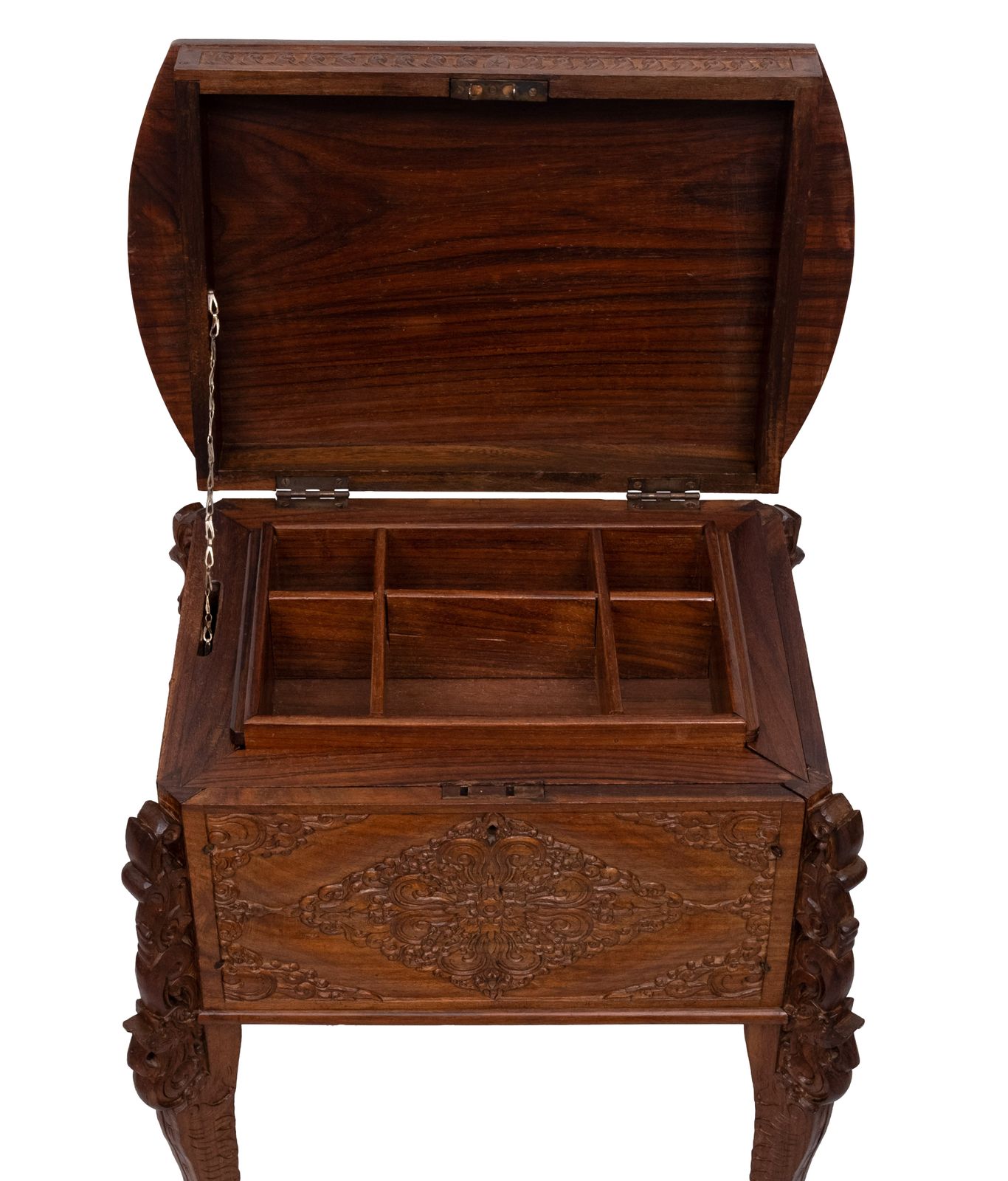Indonesian Hand Carved Treasure Box On Stand 1920s photo furniture