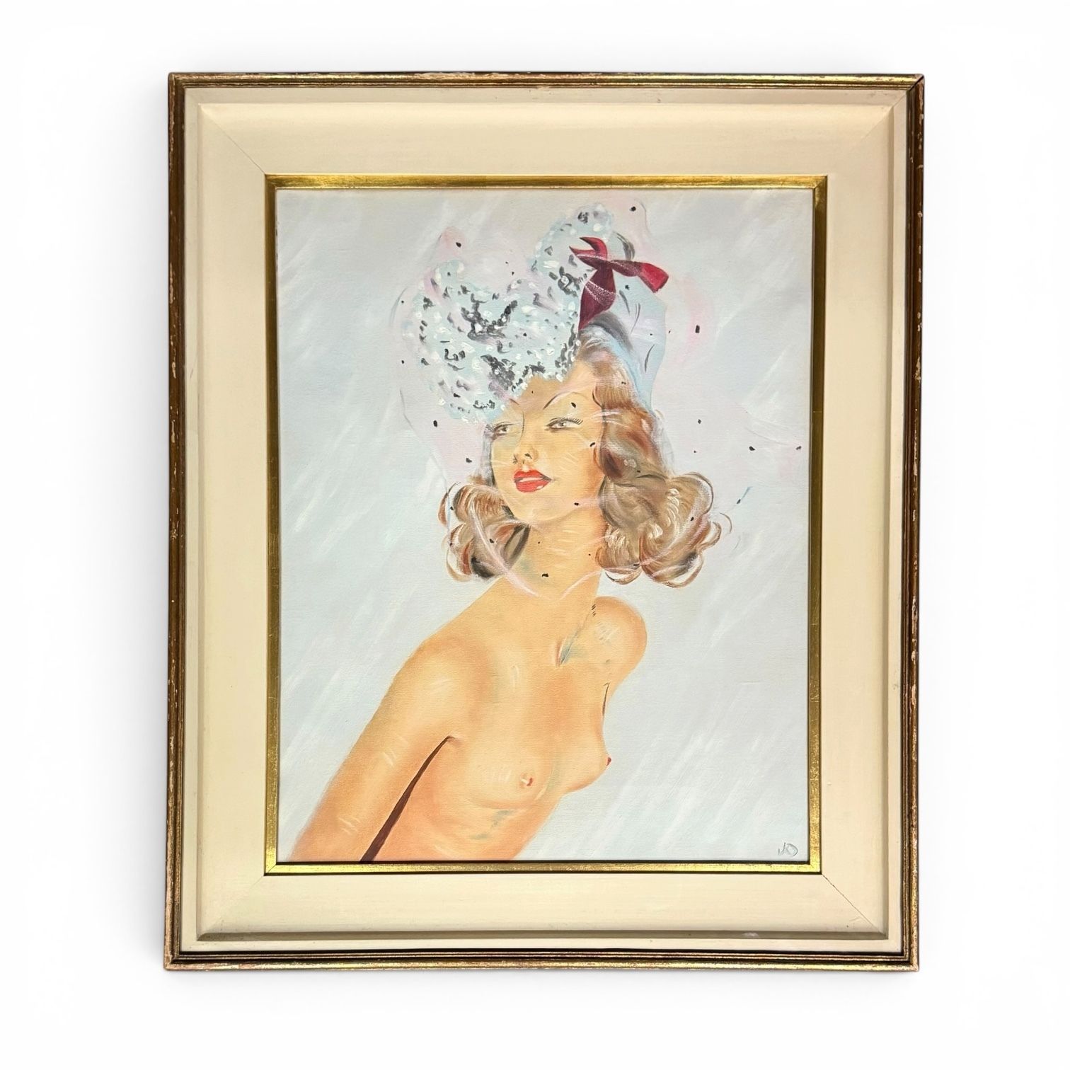 Mid Century Glamour Pin Up Portrait After Jean Gabriel Domergue