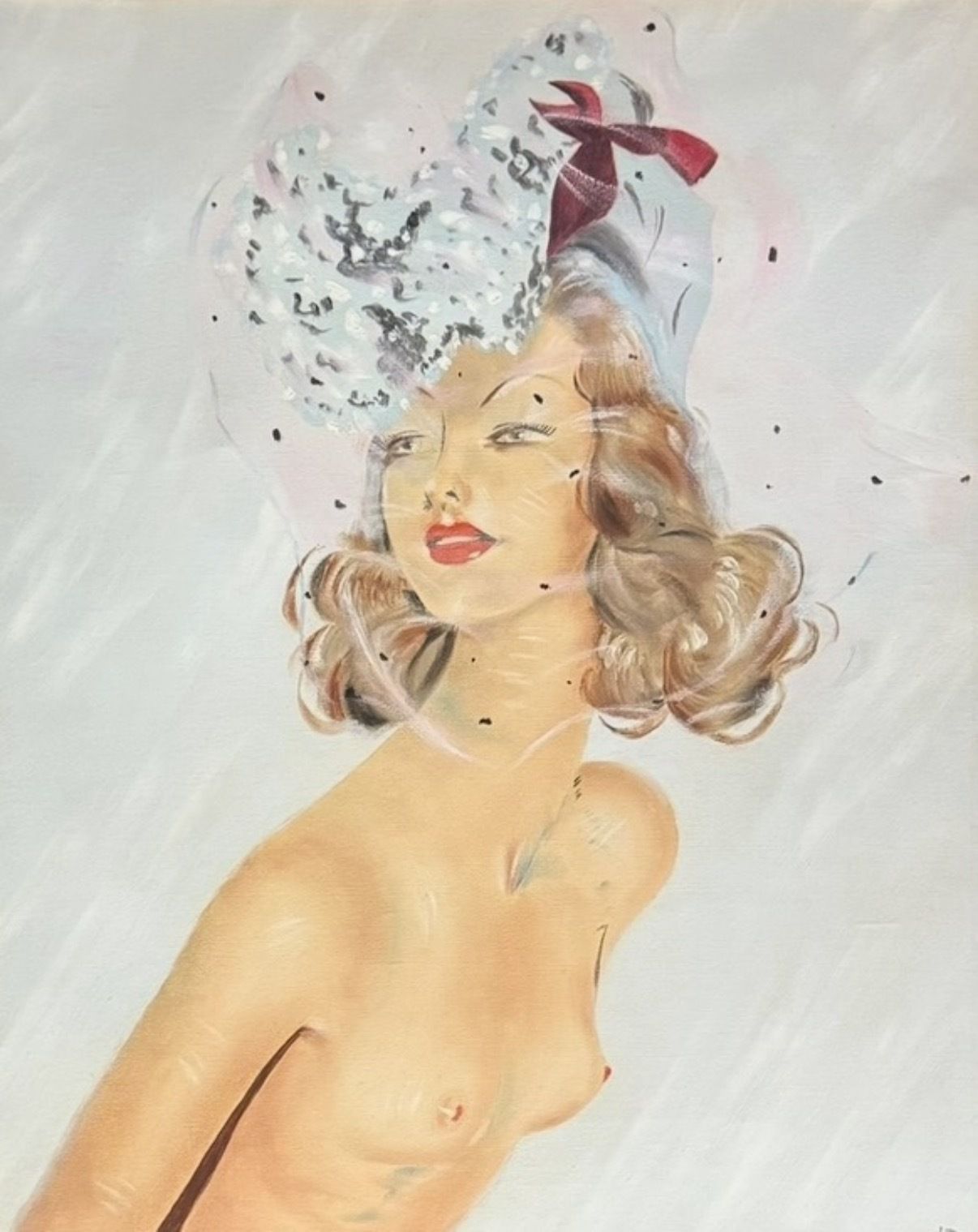 Mid Century Glamour Pin Up Portrait After Jean Gabriel Domergue photo vinterior