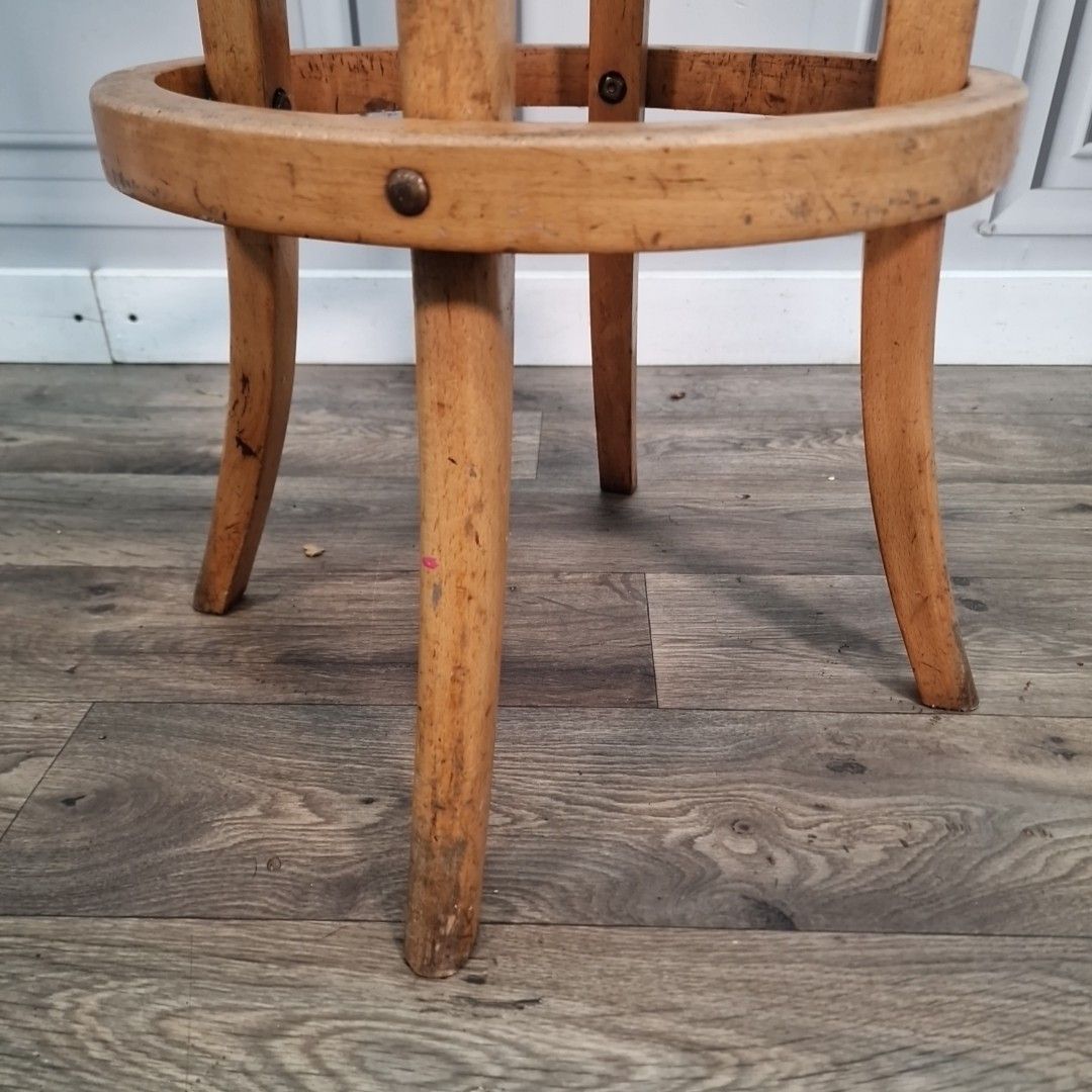 70.0 Vintage Industrial Bar Stool Seat – Bentwood Beech Wood For Upcycle photo