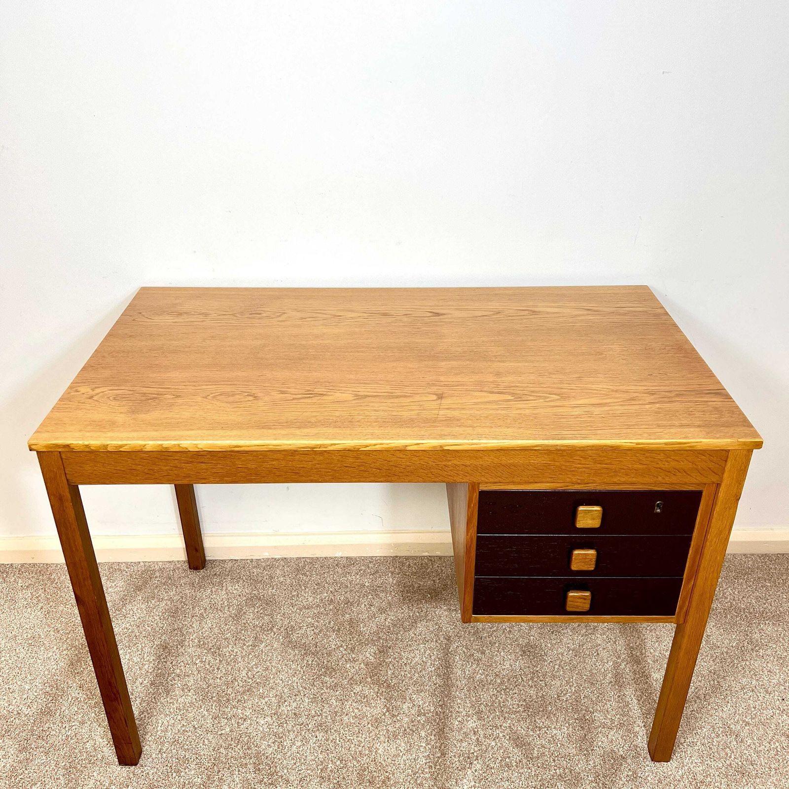 Mid Century Danish Desk, Scandinavian Teak Desk By Domino Mobler photo vinterior