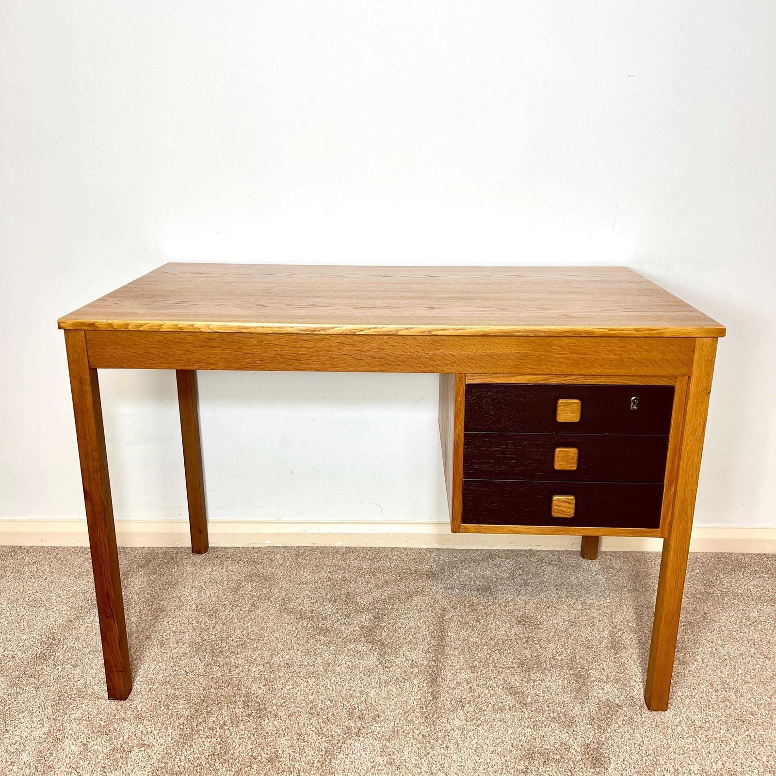 Furniture Mid Century Danish Desk, Scandinavian Teak Desk By Domino Mobler photo