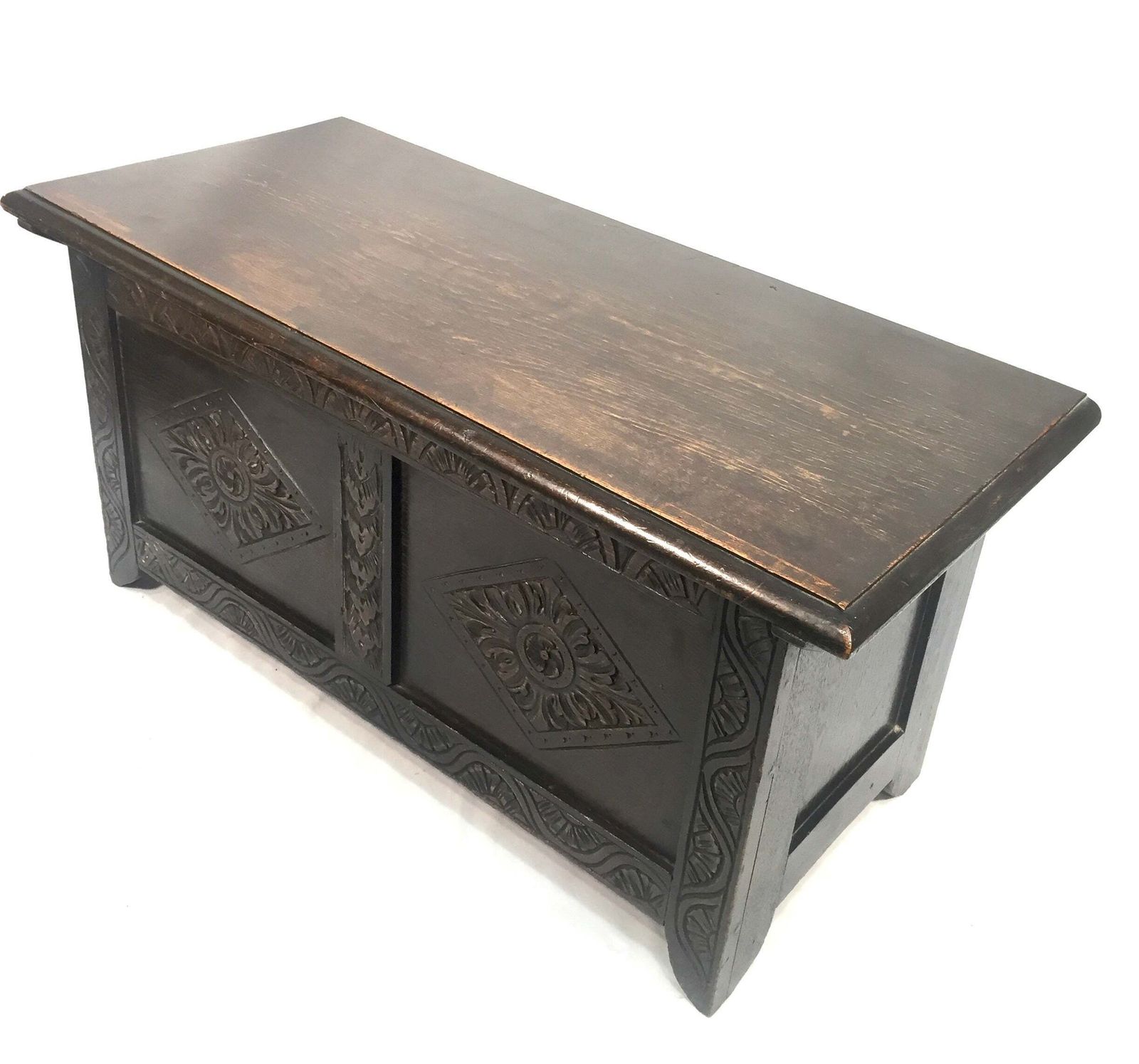 Antique 19th Century Wooden Oak Carved Blanket Box / Coffer Storage Trunk C1890 photo furniture