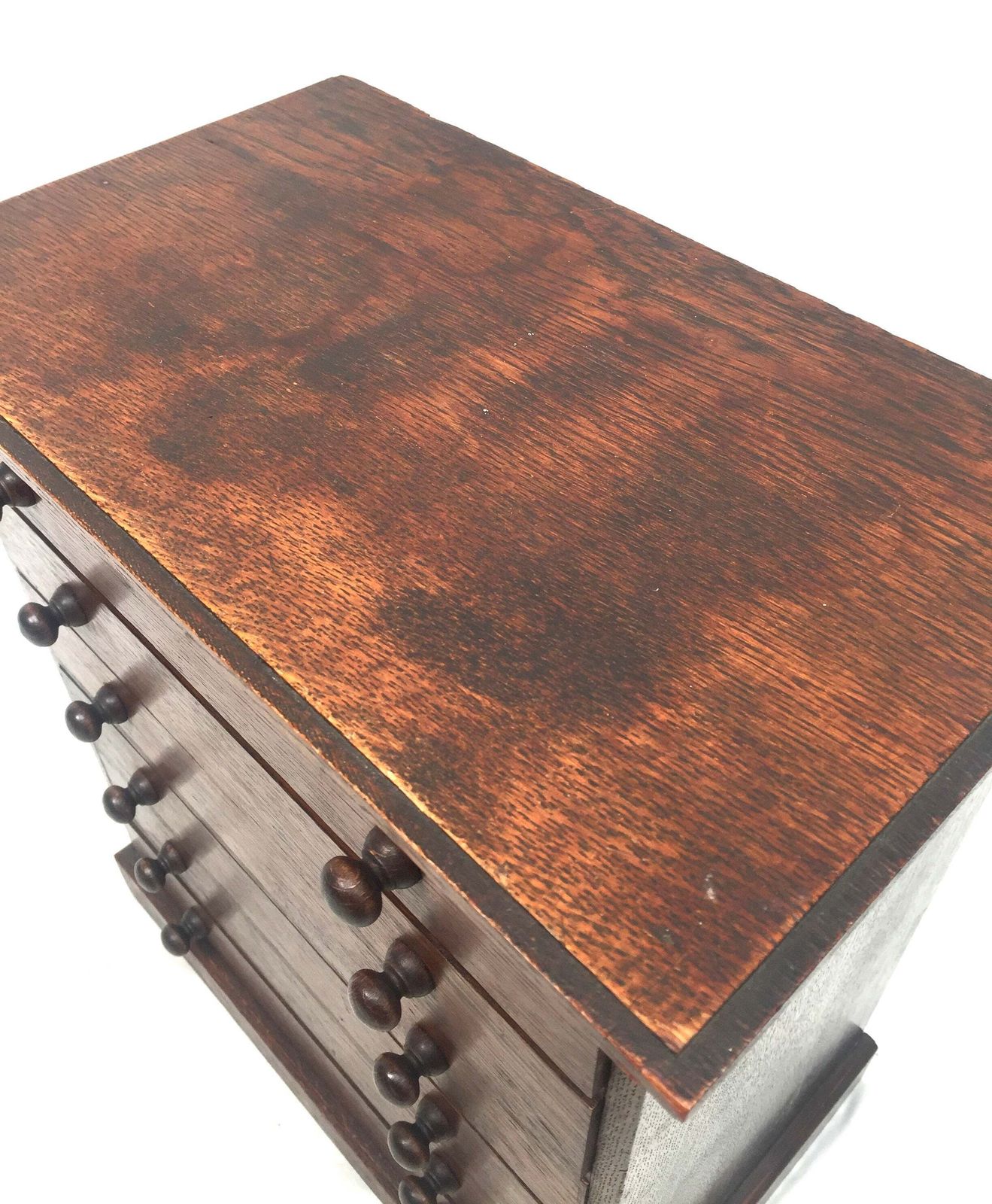 Antique Victorian Tabletop Wooden Chest Of Collectors Drawers Storage Box C.1890 photo for sale