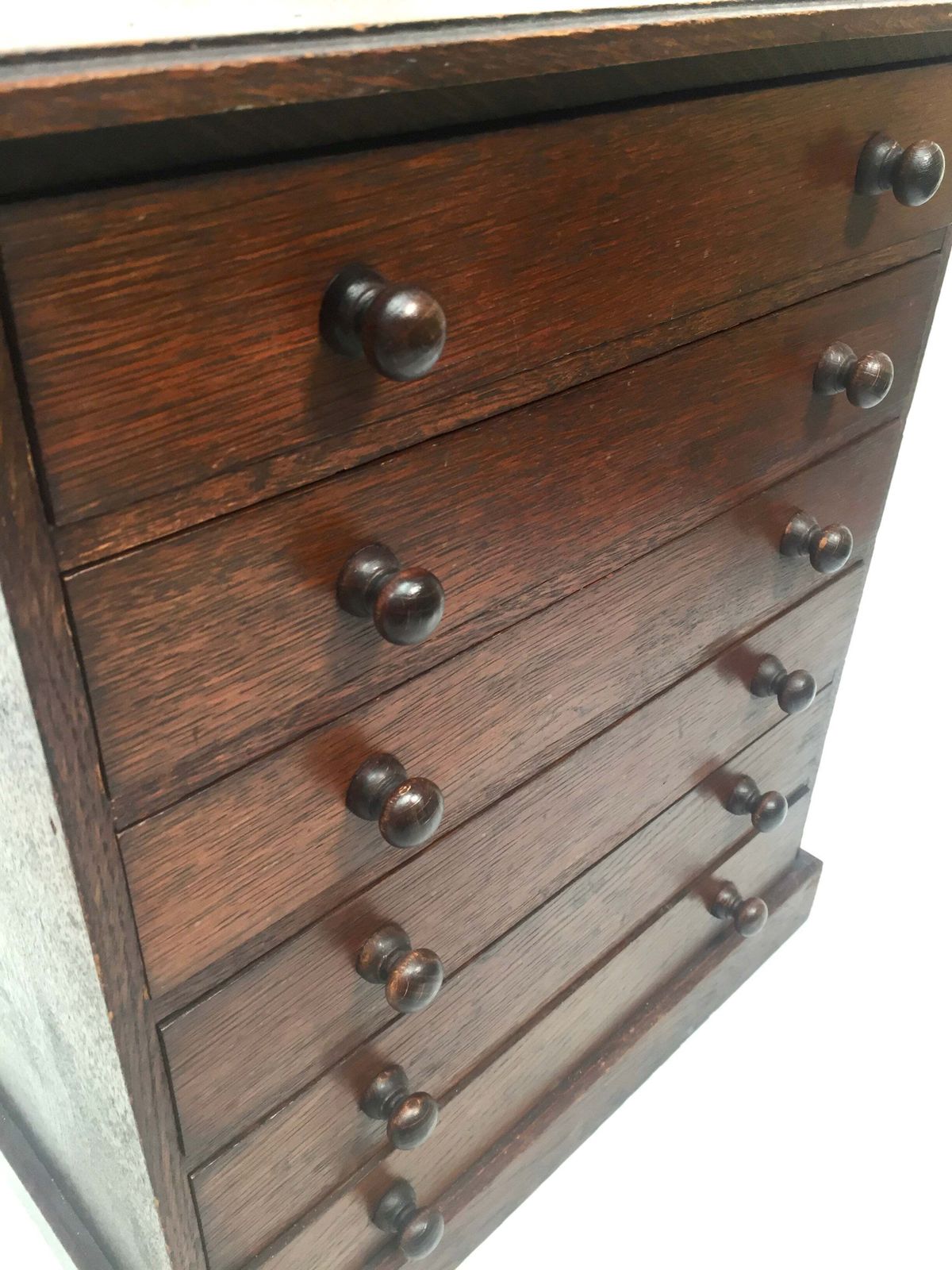 Antique Victorian Tabletop Wooden Chest Of Collectors Drawers Storage Box C.1890 photo vintage