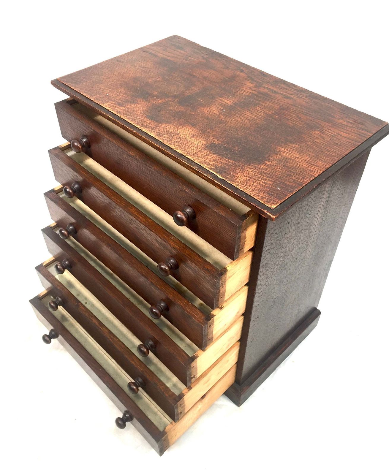 photo buy Antique Victorian Tabletop Wooden Chest Of Collectors Drawers Storage Box C.1890