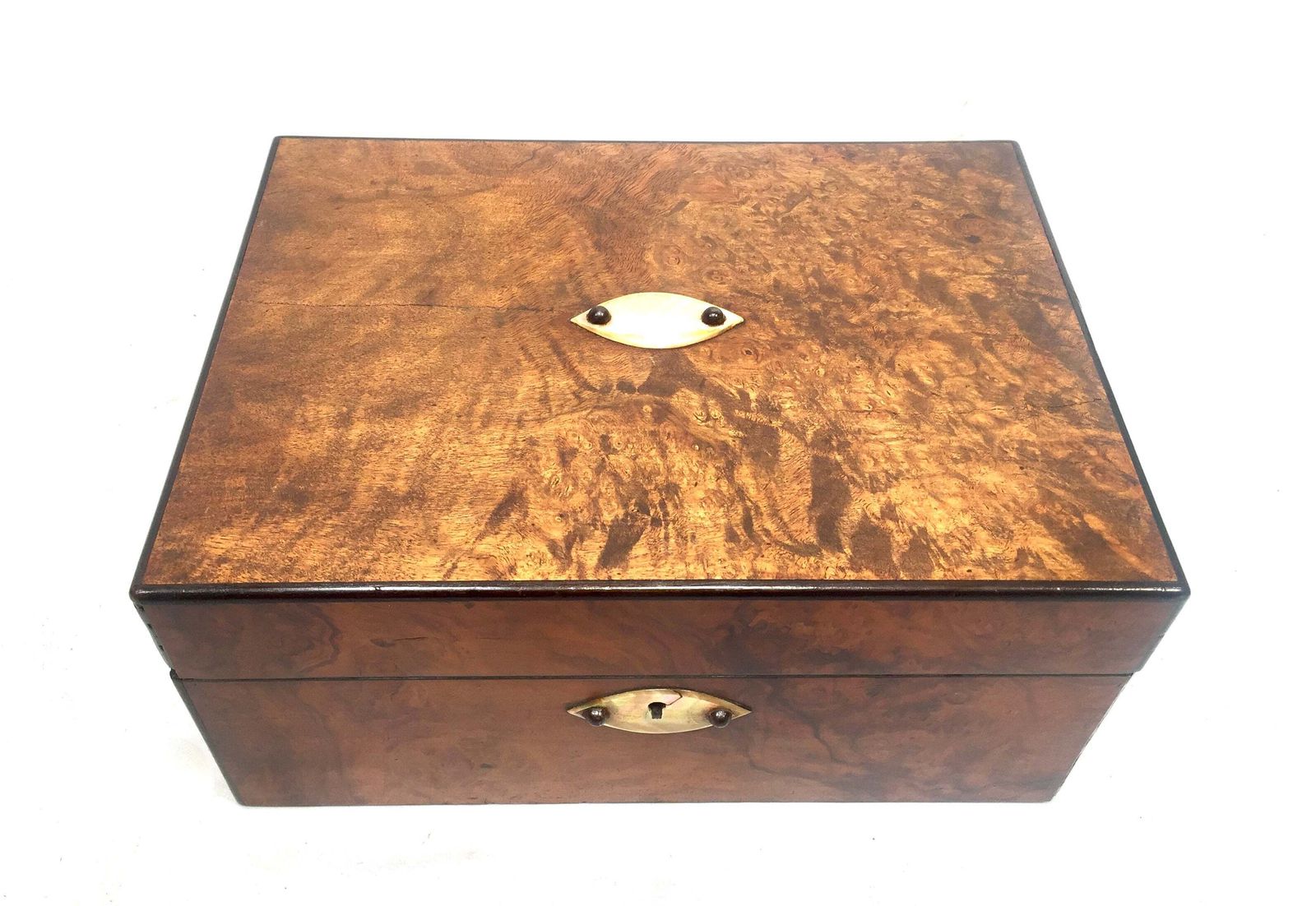 Antique Wooden Walnut Ladies Fitted Sewing Box / Storage Work Chest / Cabinet photo for sale
