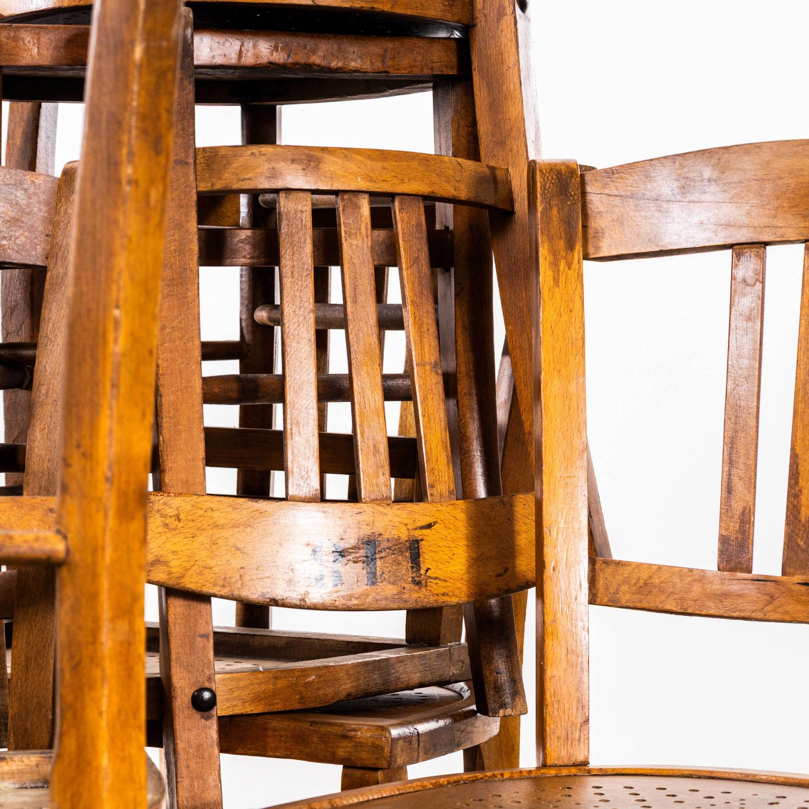 1950's French Farmhouse Dining Chairs With Stamped Numbers photo Furniture
