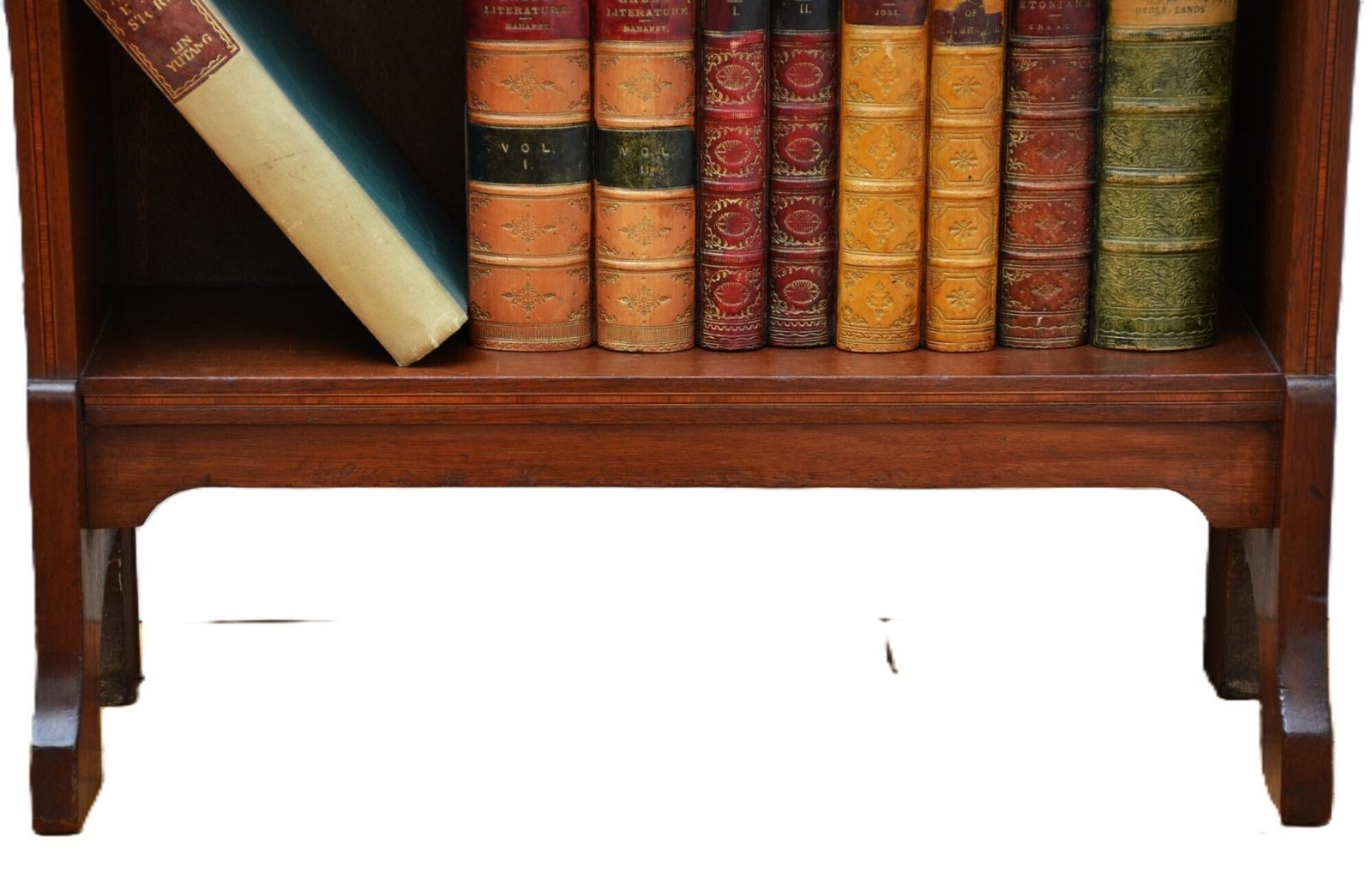 Slim Mahogany And Inlaid Open Bookcase C1900s photo vintage