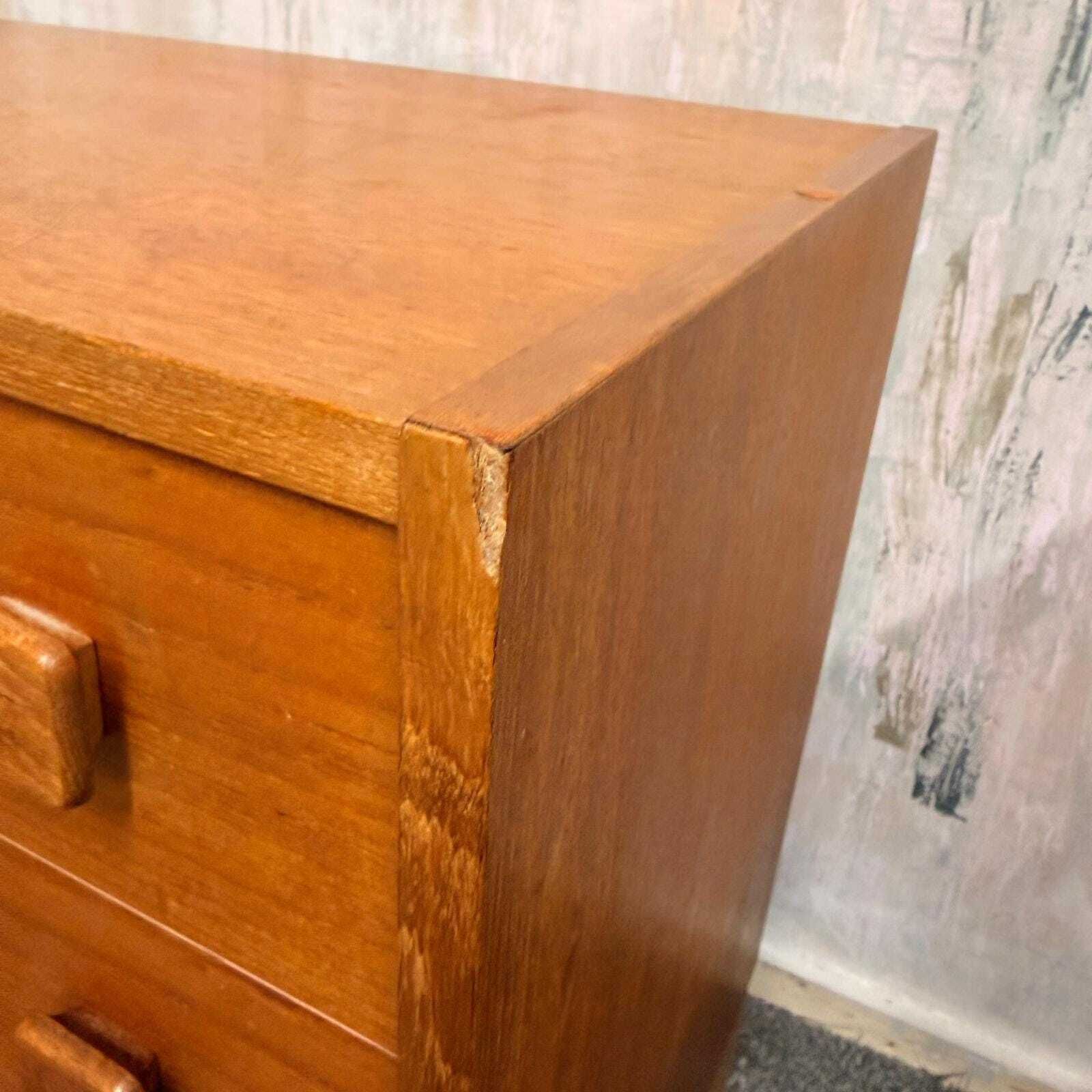 Danish Domino Mobelfabrik Low Chest Of 4 Drawers Mid Century Square Pulls Plinth photo vinterior