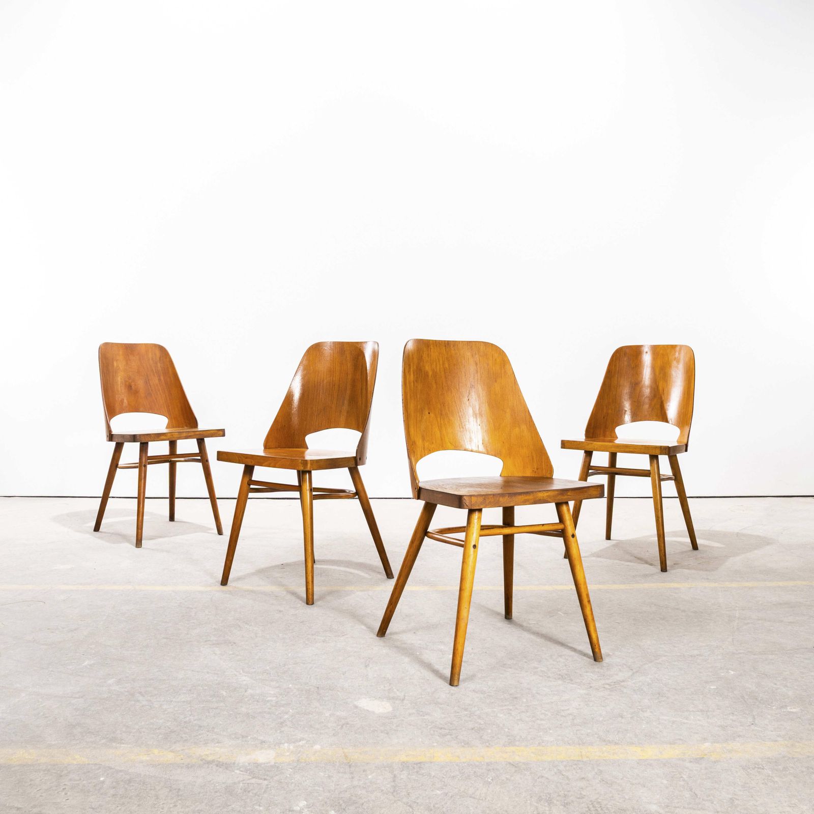 1950's Honey Beech Dining Chairs By Radomir Hoffman   Set Of Four photo 895.0