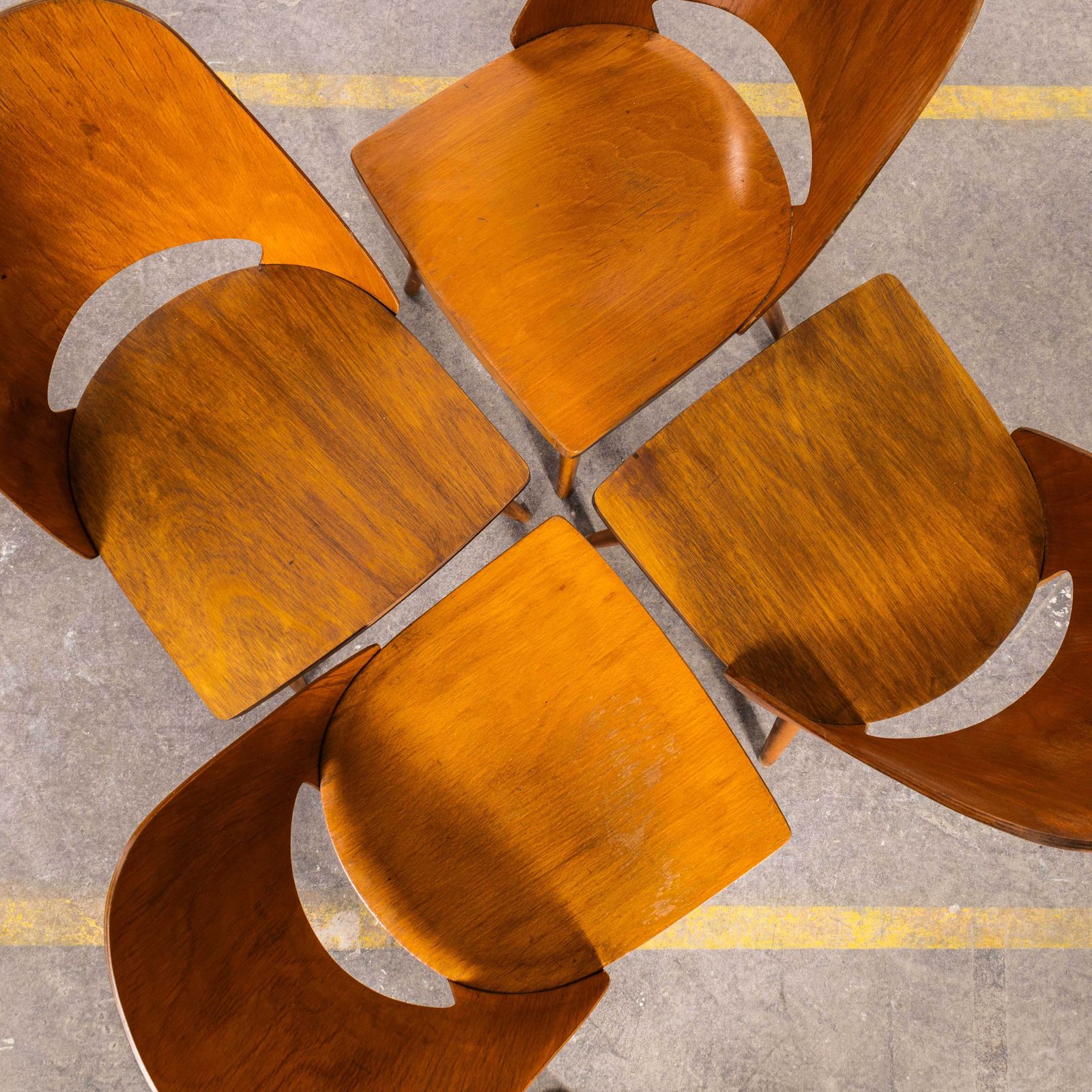 photo furniture 1950's Honey Beech Dining Chairs By Radomir Hoffman   Set Of Four