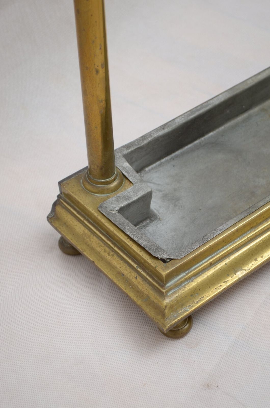 photo furniture Victorian Brass Umbrella Stand On Bun Feet With A Drip Tray