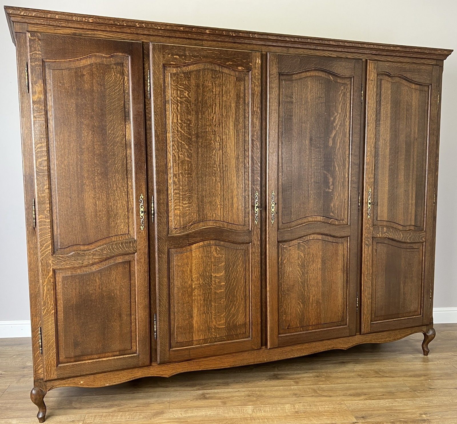Wardrobe Vintage French Louis XVI Style Four Door Oak Carved Armoire Lot 6081 photo for sale