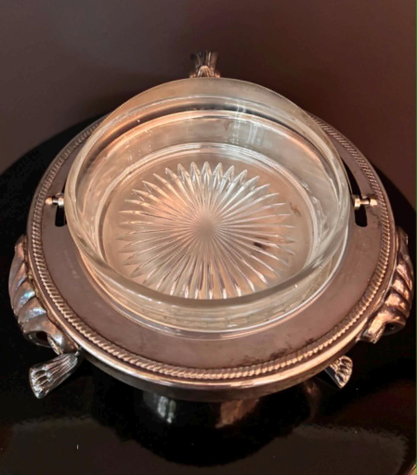 345.0 Caviar Dish Butter Dish With Lid Large Roll Top Silver Plated Breakfast Set Vintage Butter Globe Domed Lidded Dish Antique American photo