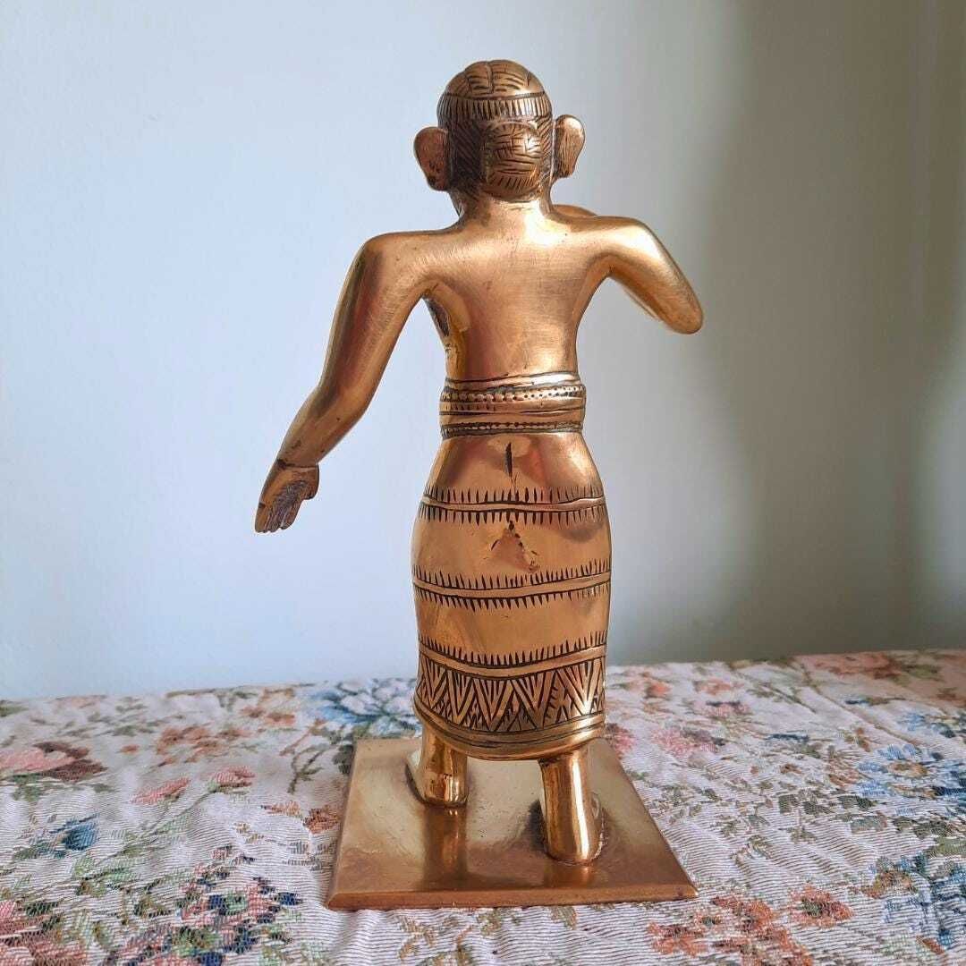 photo furniture Mid Century Indian Solid Brass Folk Style Statue Of A Raj's Soldier Copper Eyes H 6.5'' Unique