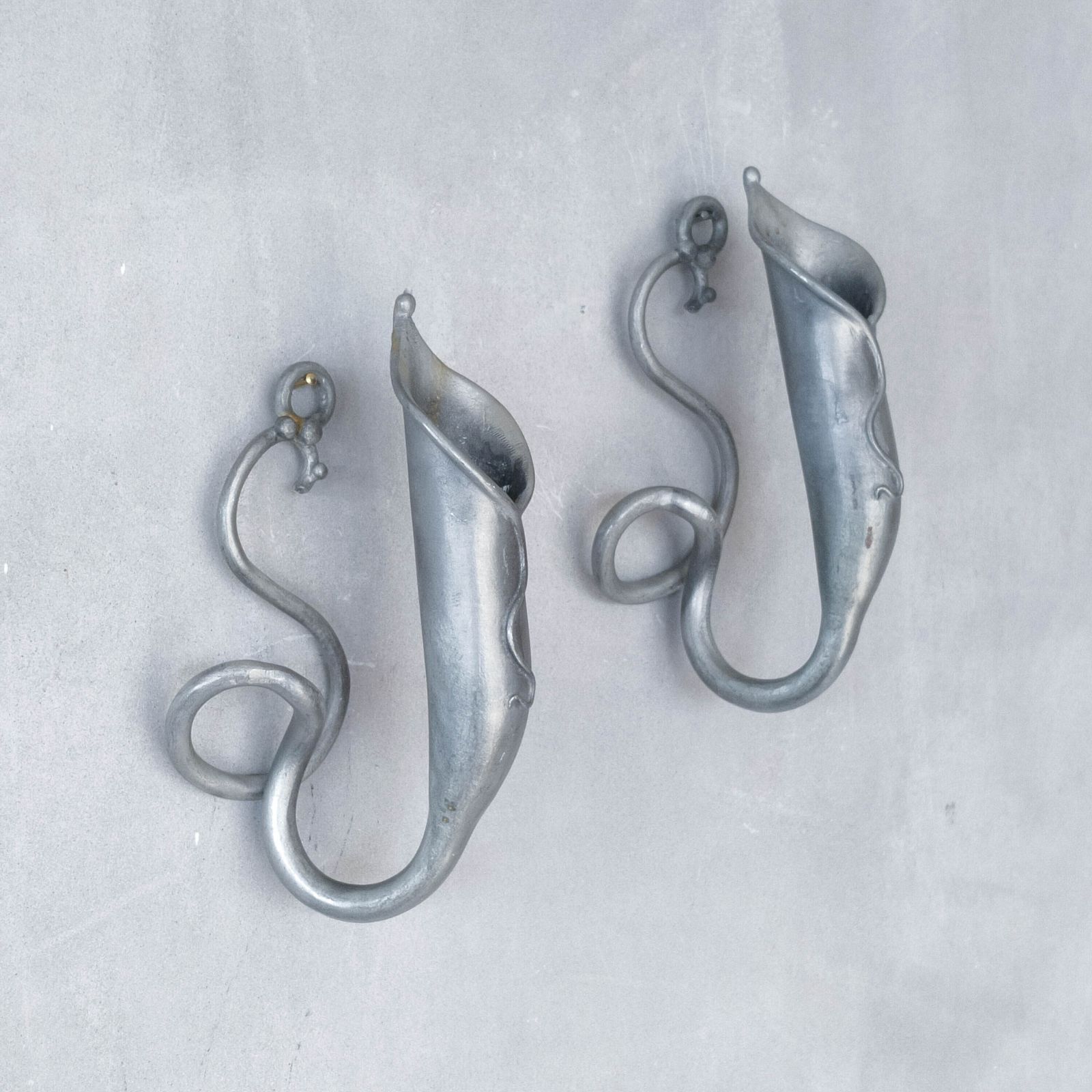 Home Decor Pair Of Vintage Handmade Pewter Candle Holder Wall Sconces photo