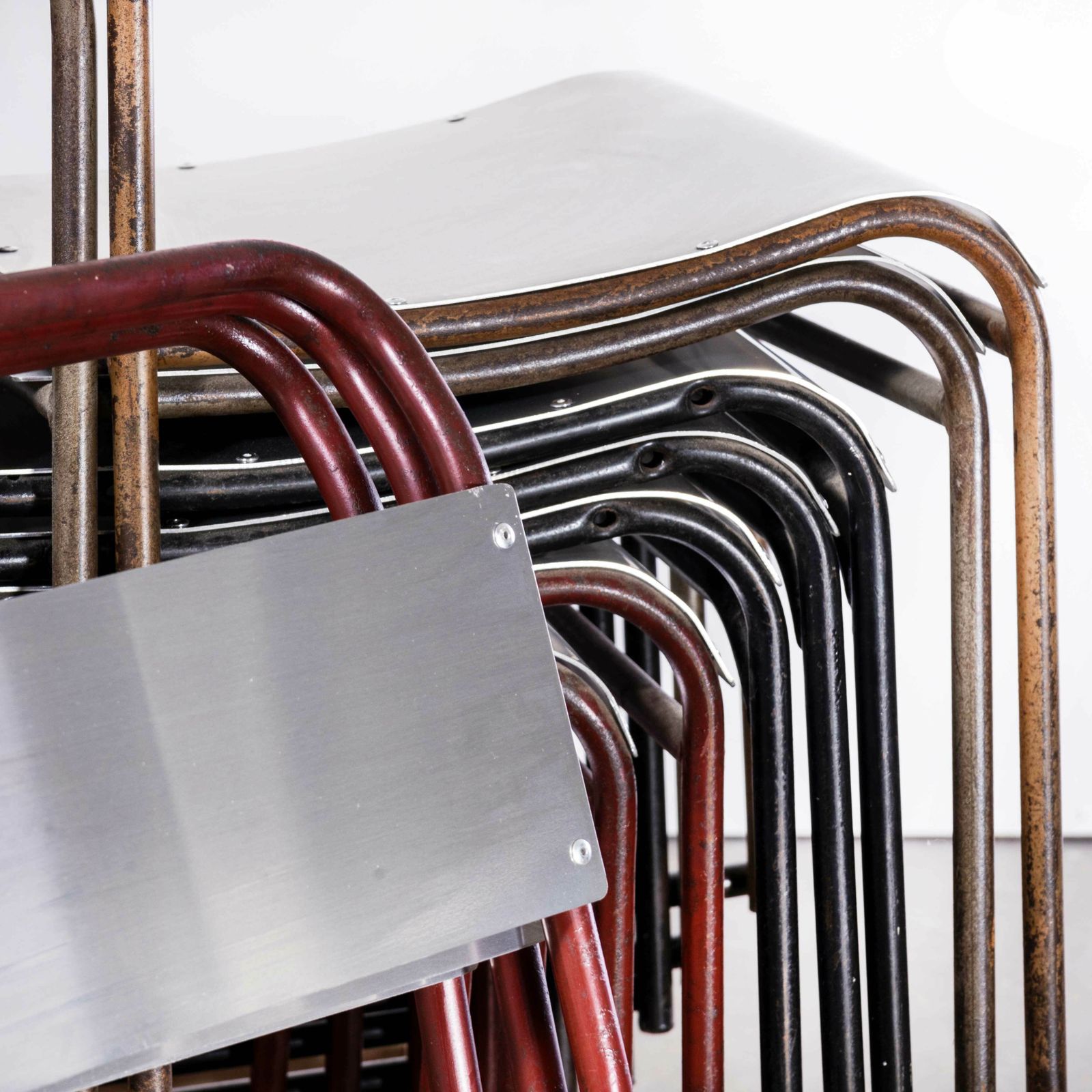 1950's Pel   Cox Tubular Metal Outdoor Dining Chairs With Metal Seats photo for sale