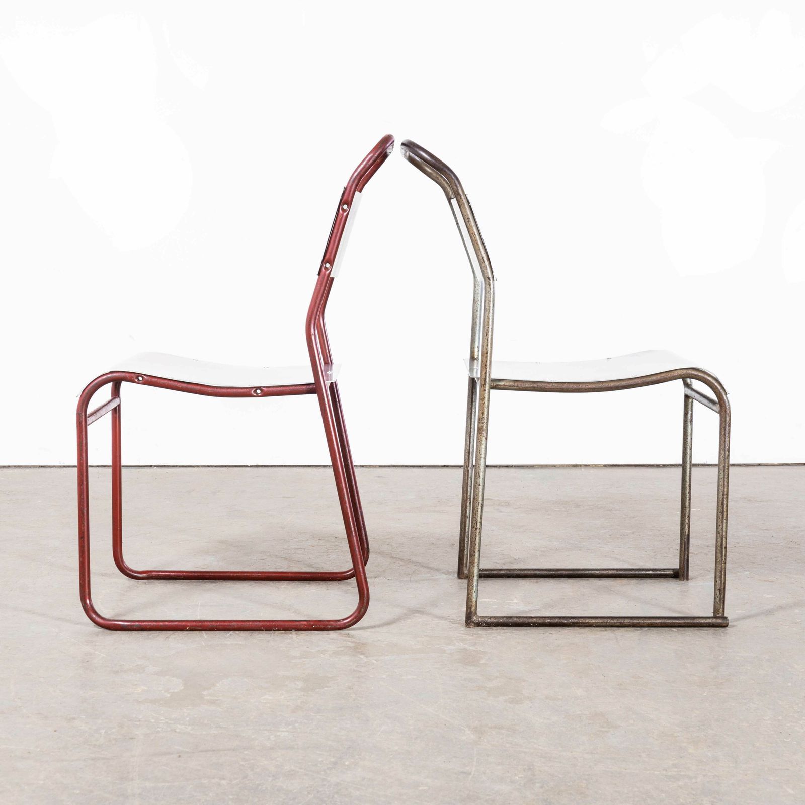 1950's Pel   Cox Tubular Metal Outdoor Dining Chairs With Metal Seats photo vinterior