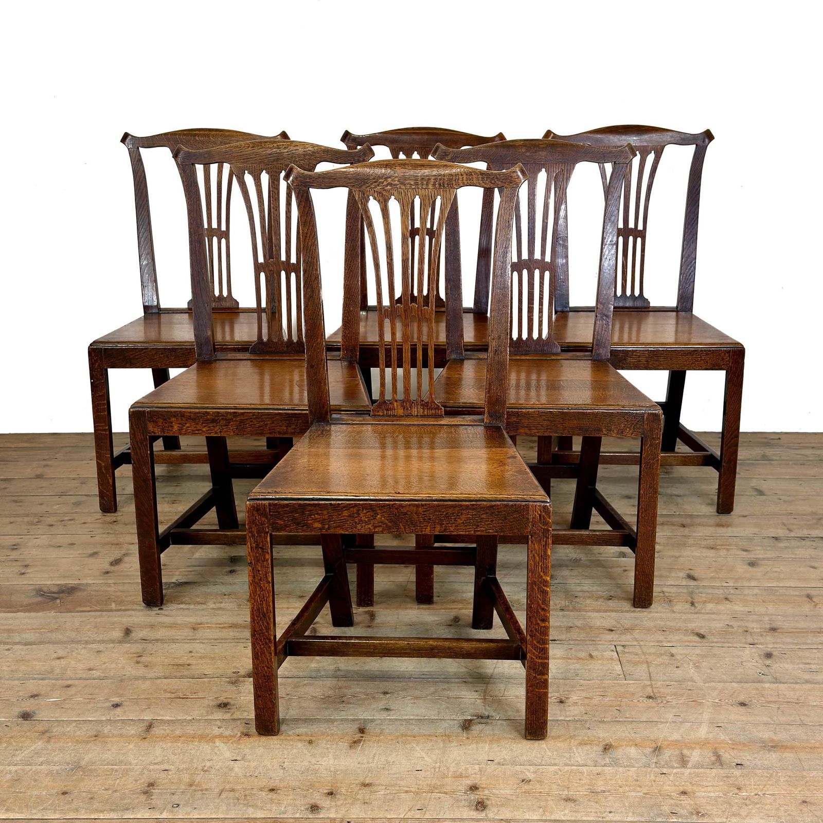 Antique Set Of Six Oak Dining Chairs | Kitchen Chairs | Dining Chairs | Oak Antiques | Farmhouse Seating