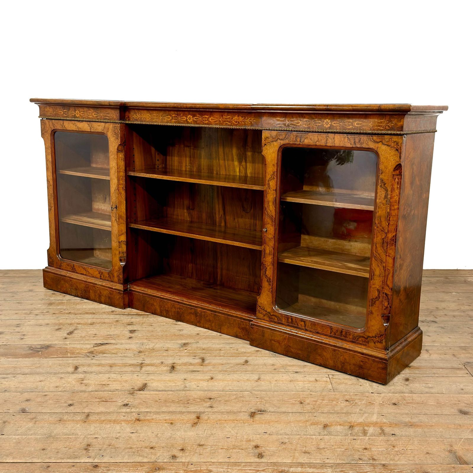 Antique Victorian Walnut Glazed Bookcase | Antique Furniture | Antique Shelving Unit | Antique Storage photo for sale