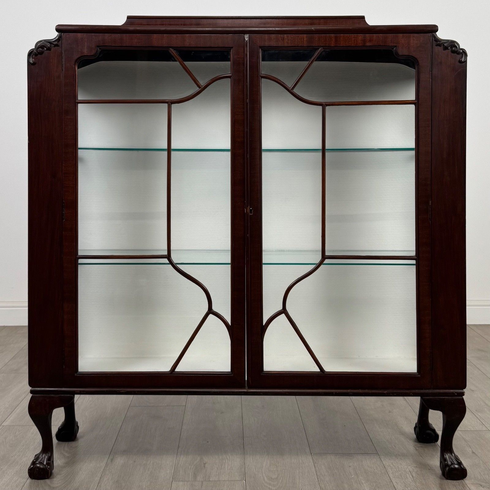Antique 20th Century Edwardian Display Cabinet In Mahogany ( Af 5694 )