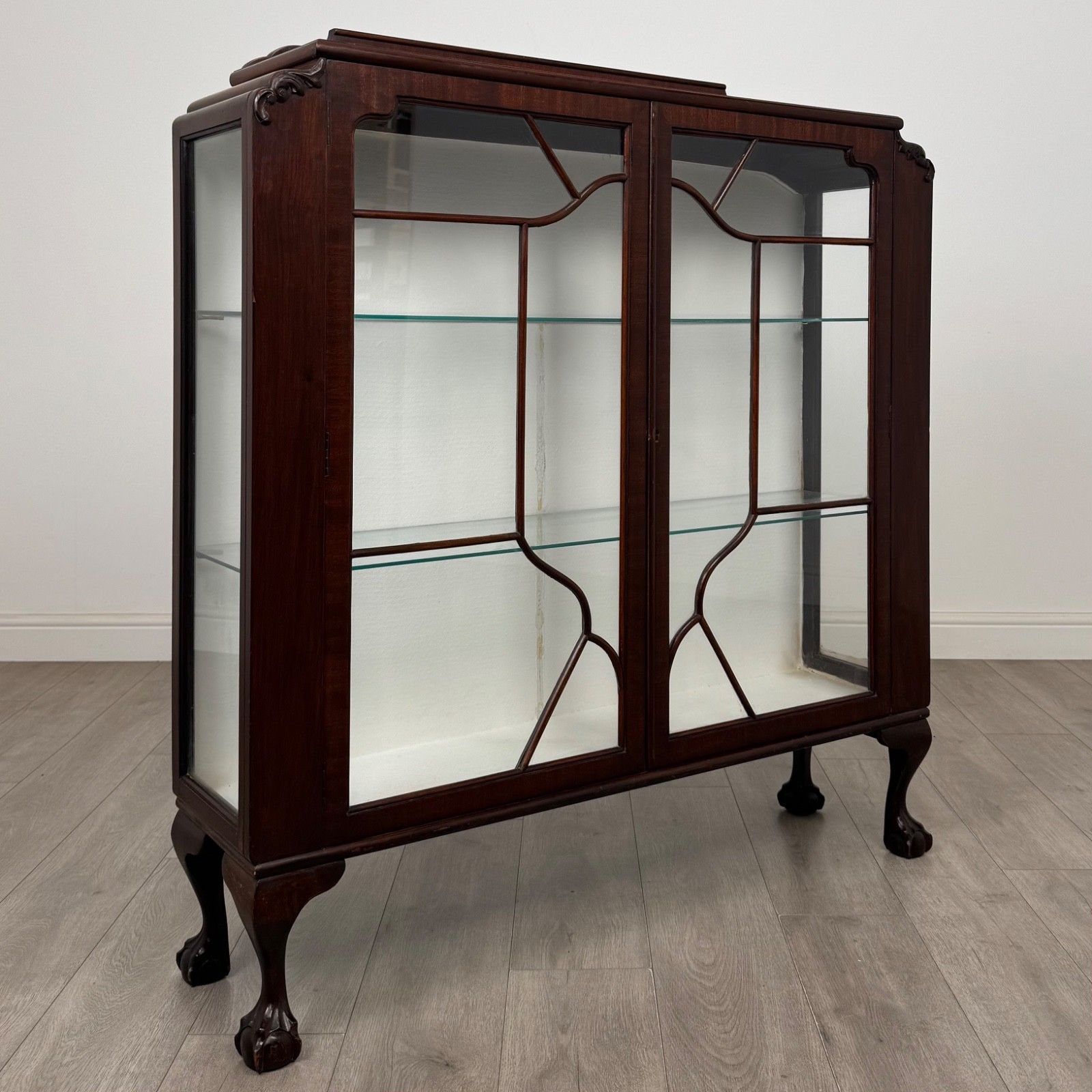 photo furniture Antique 20th Century Edwardian Display Cabinet In Mahogany ( Af 5694 )