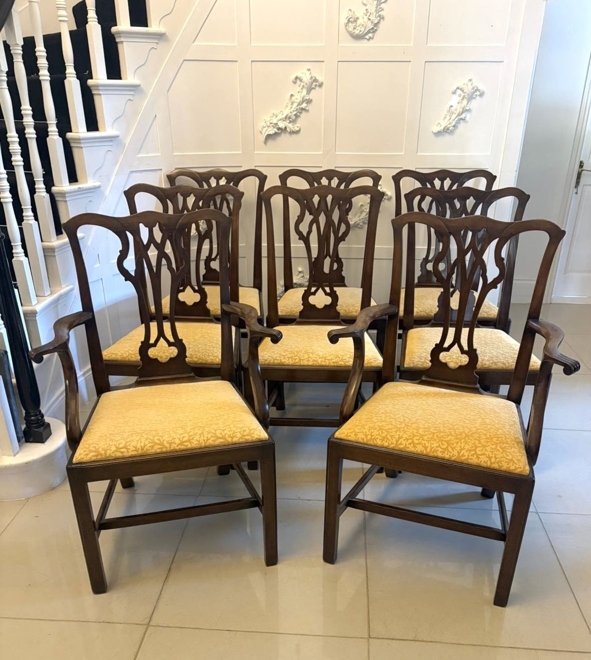 Antique 19th Century Mahogany Dining Chairs Set Of Eight 6 Singles 2 Carvers English