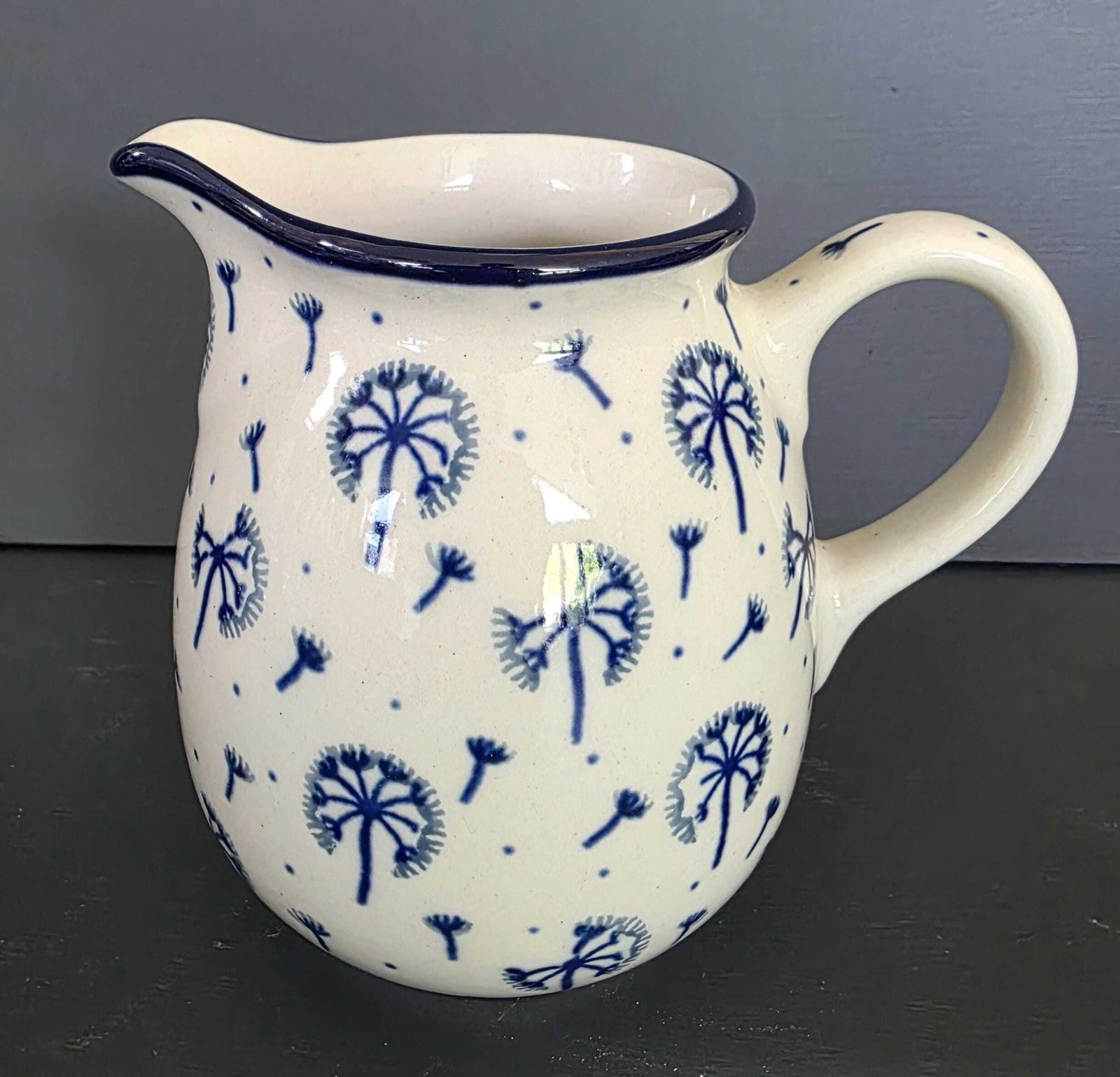 Vintage Boleslawiec Pottery Tea For One Set, Dandelion Clock Pattern, Cup, Saucer, Jug, Poland. photo vintage