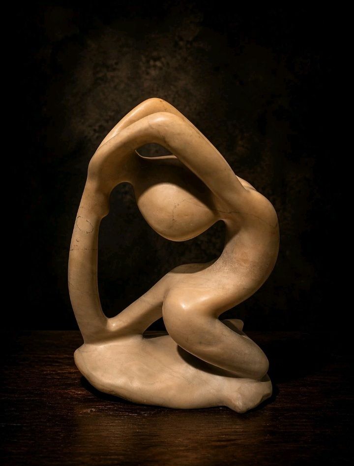 Stunning Abstract Large Marble Sculpture Heavy Modernist Figure Ornament 30cm