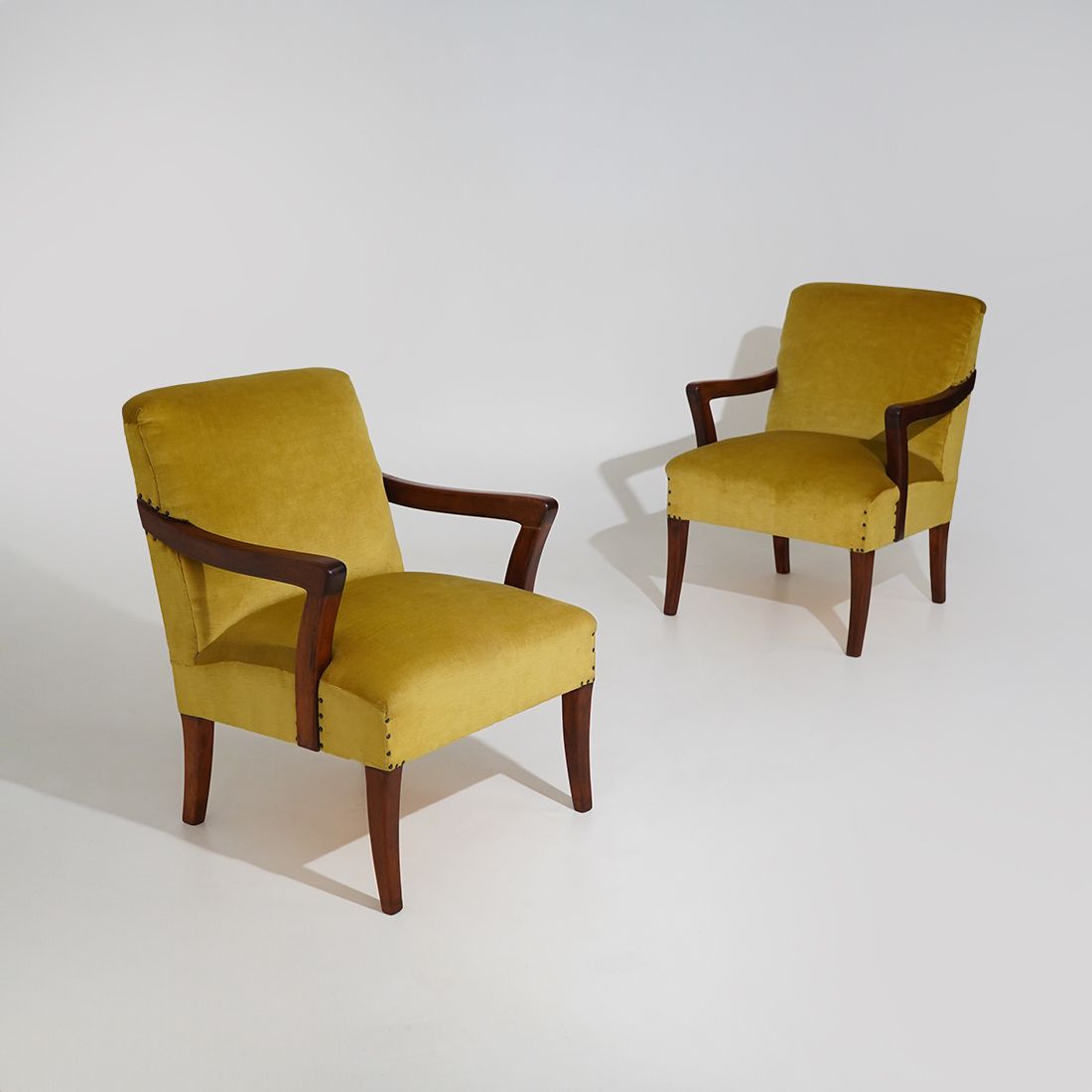 Pair Of Velvet Armchairs, 1950s