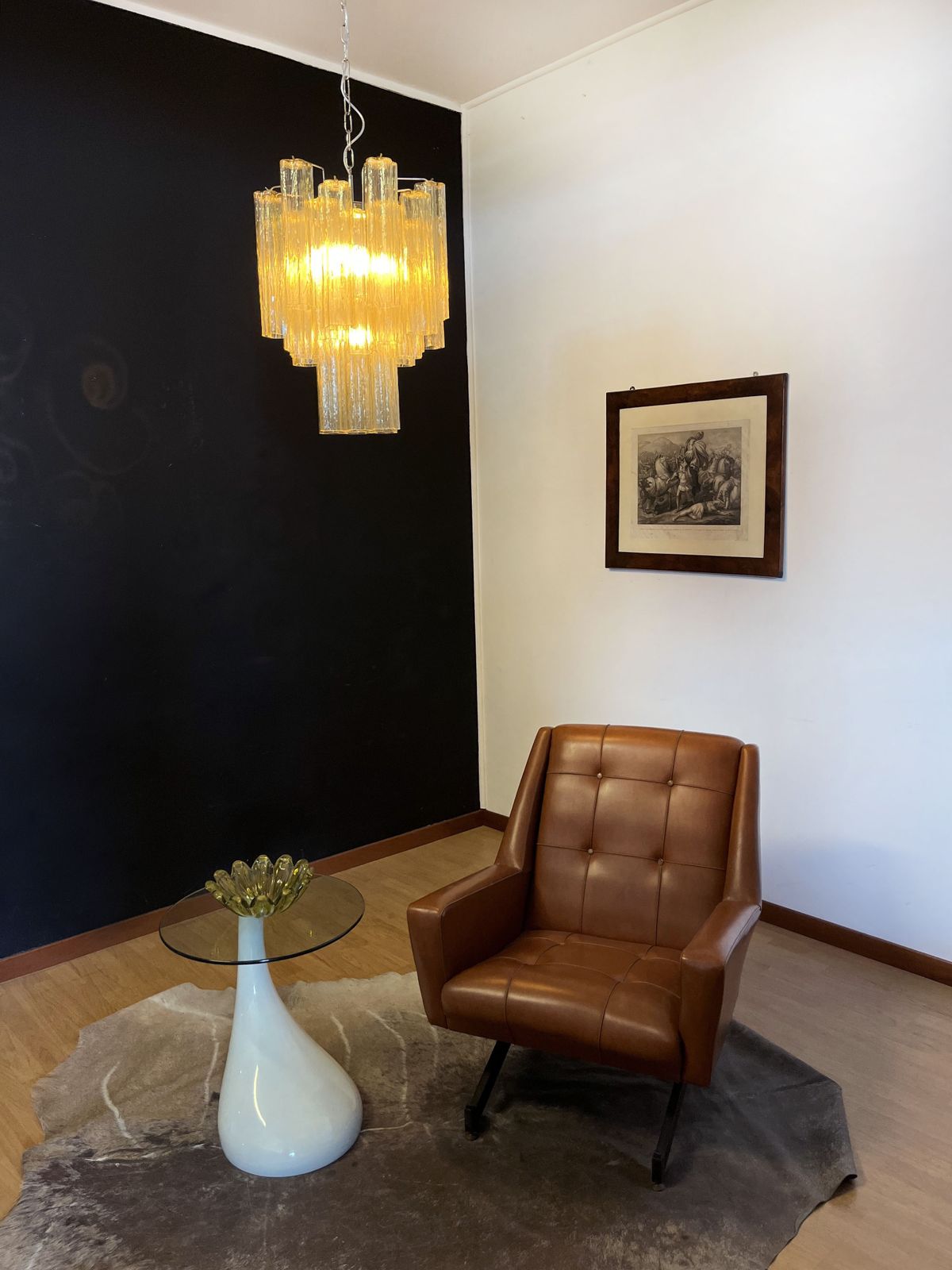 Fantastic Murano Clear Amber / Gold Glass Tube Chandelier photo buy