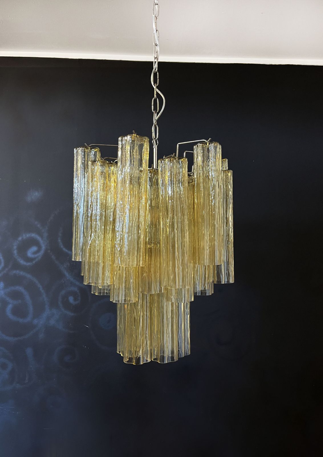 photo vinterior Fantastic Murano Clear Amber / Gold Glass Tube Chandelier