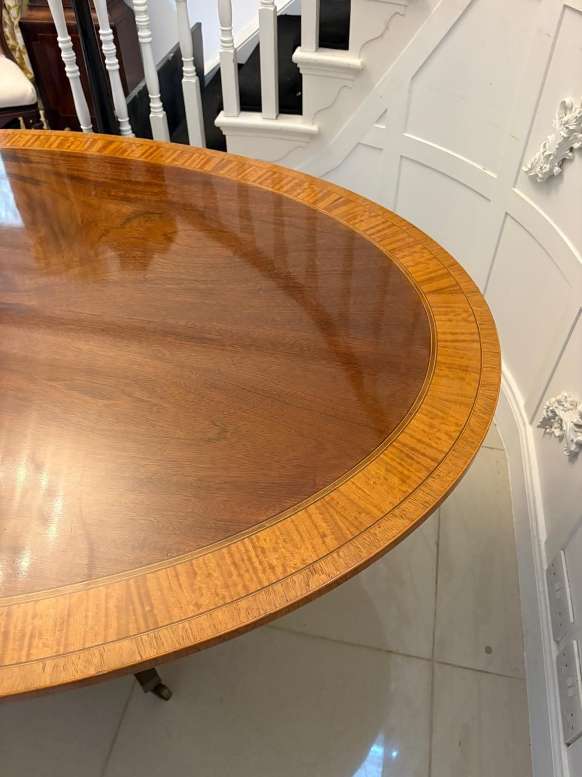 Antique Figured Mahogany Oval Dining Table Satinwood Crossbanded 8 Seater photo buy