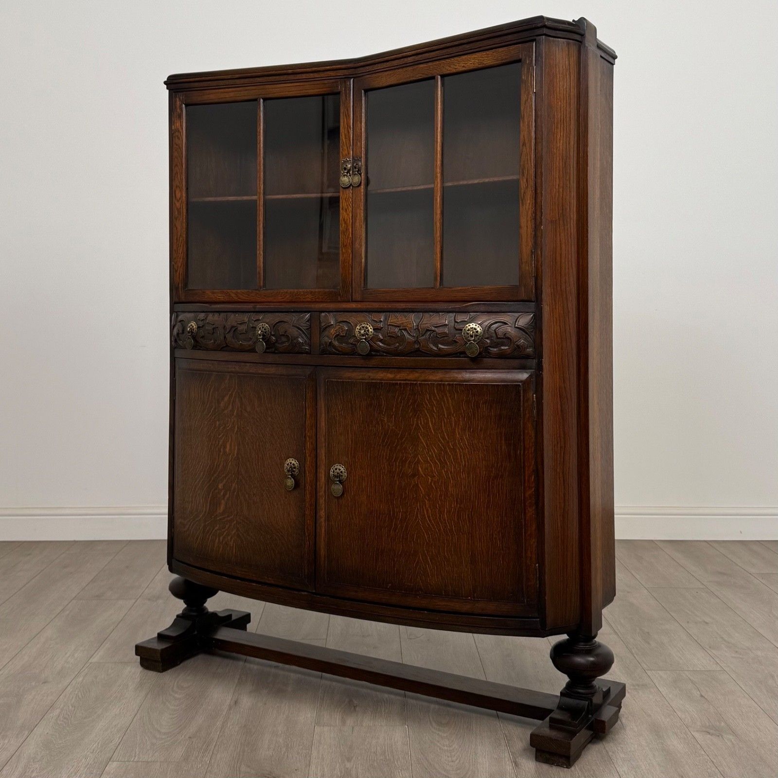 Antique 20th Century Edwardian Display Cabinet In Oak ( Af 5653 ) photo for sale