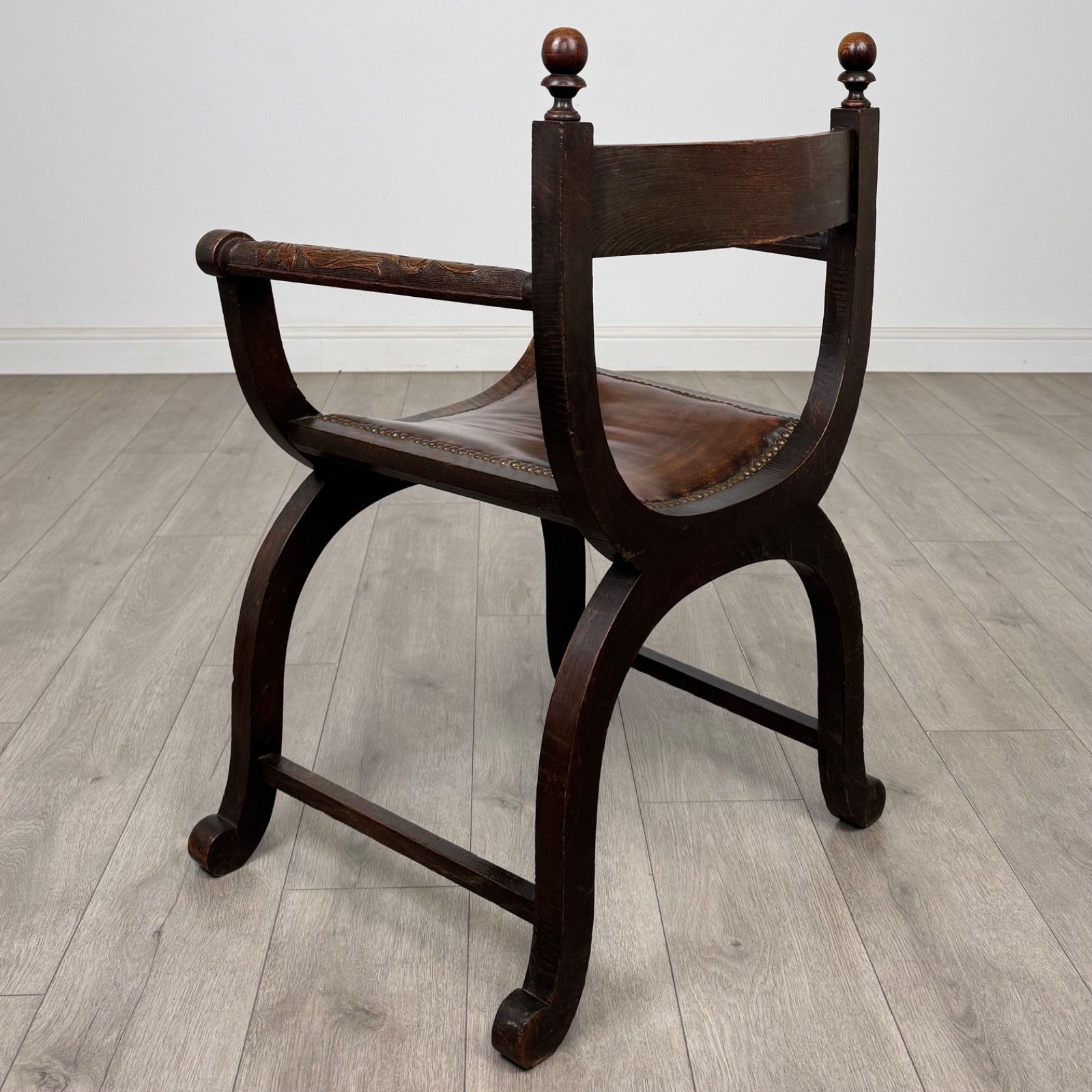 Antique 19th Century Victorian Savonarola Chair In Oak ( Af 5683 ) photo for sale