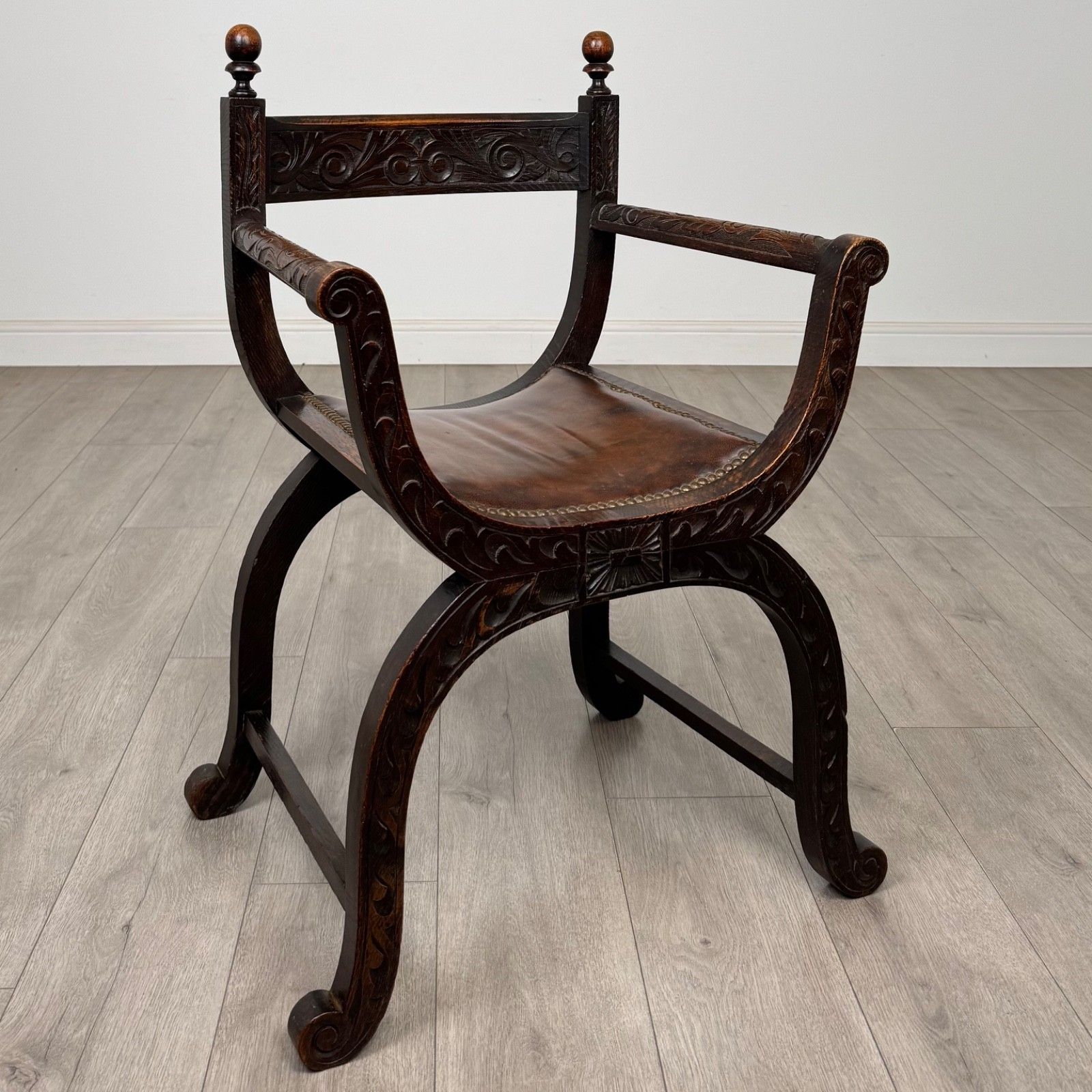 Antique 19th Century Victorian Savonarola Chair In Oak ( Af 5683 ) photo buy