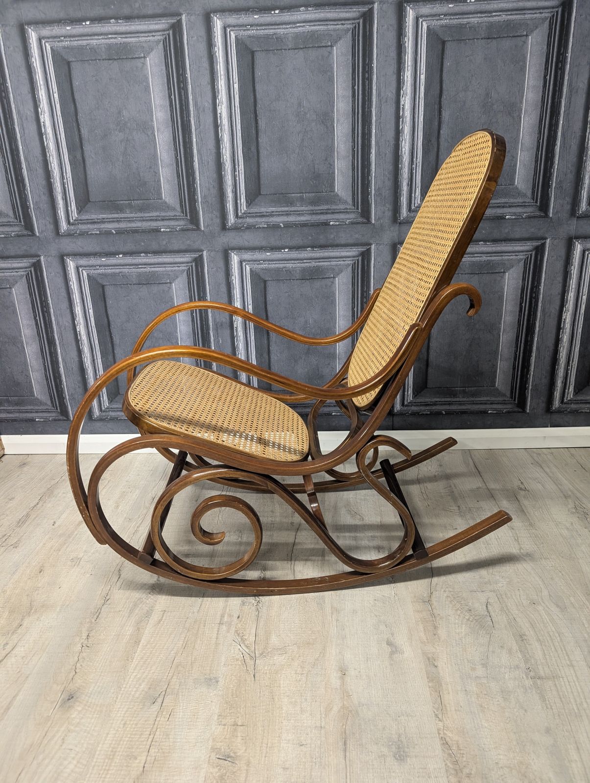 Thonet Style Vintage Bentwood Rocking Chair Rattan Cane photo buy