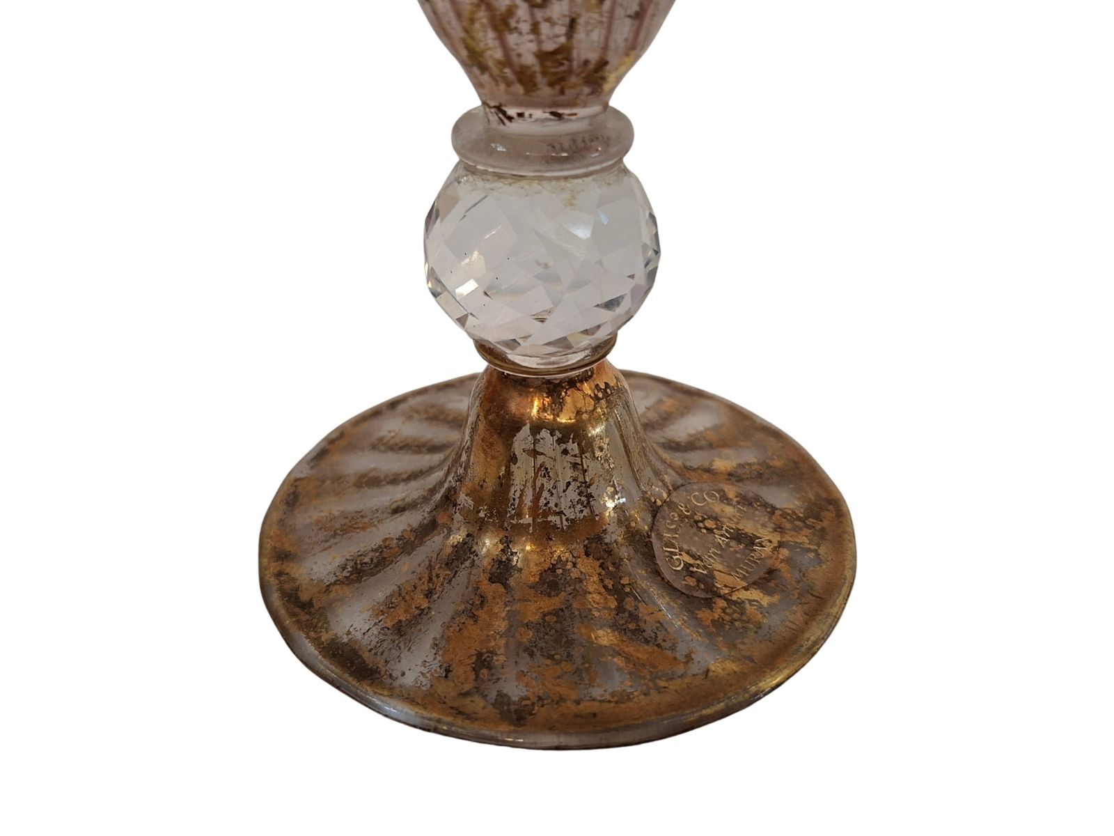 Elegante Ampolla In Vetro Di Murano Rosa E Decori Dorati – Lavorazione Artigianale Vintage photo Home Decor