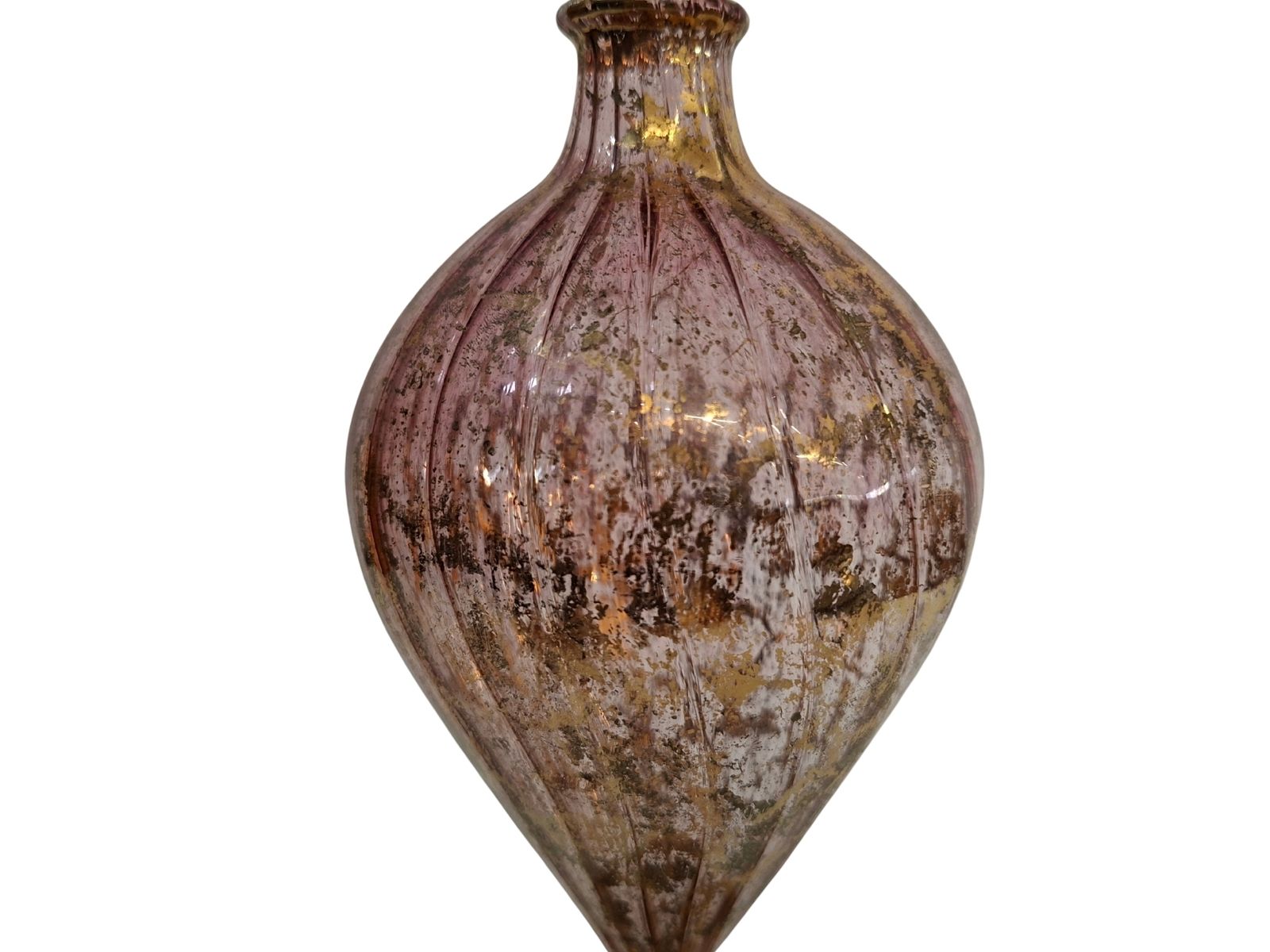 Elegante Ampolla In Vetro Di Murano Rosa E Decori Dorati – Lavorazione Artigianale Vintage photo vinterior