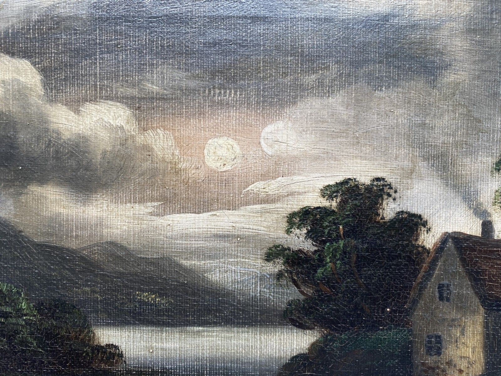 George Cole (1810 1883) Superb Moonlit Highland Loch Landscape Oil Painting 1of2 photo buy