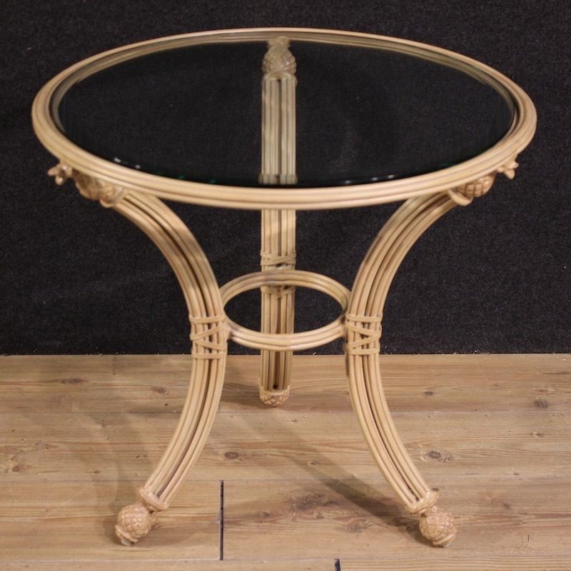 Table d'appoint italienne en fer forgé, plateau en verre photo furniture