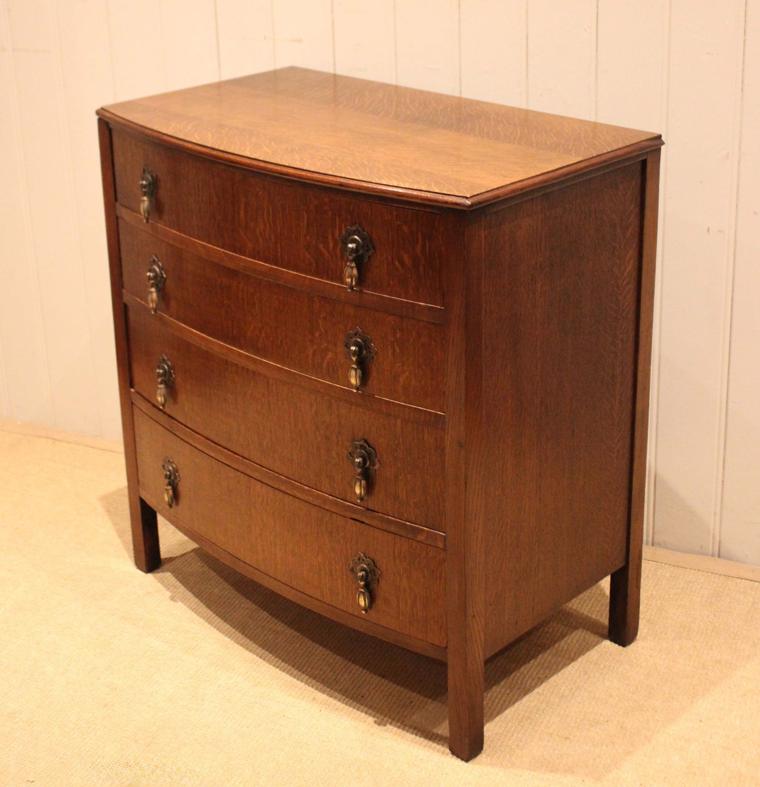 Furniture Oak Bow Front Chest Of Drawers photo
