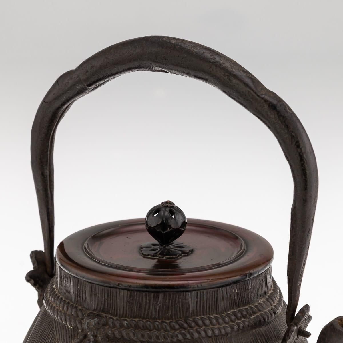 photo furniture Antique 19thc Japanese Cast Iron 'Ryubundoa' Carved Tetsubin Kettle C.1890