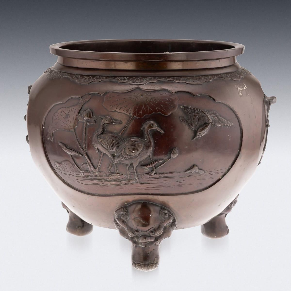 Antique 19th Century Japanese Meiji Period Large Bronze Mythological Jardinière photo 2429.0