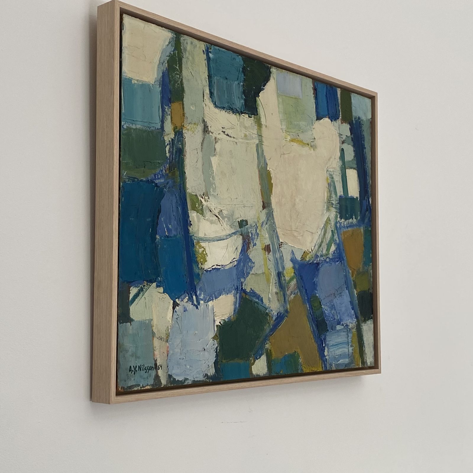 Mid Century Swedish Abstract Painting By Arthur Y Nilsson photo vintage
