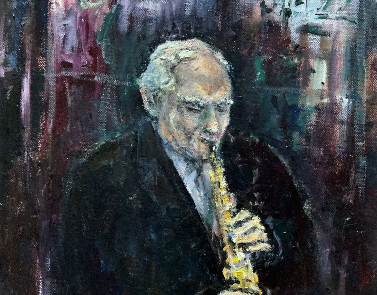 A Jazz Musician Original Contemporary Impressionist Oil Portrait Painting photo buy